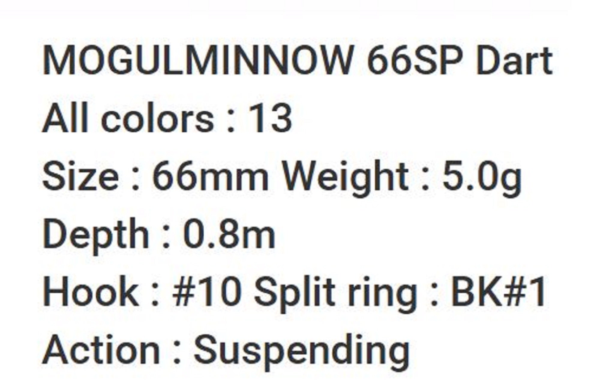 Bassday Mogul Minnow 66SP Dart Suspend Lure 5 grams CU-359 (1105)