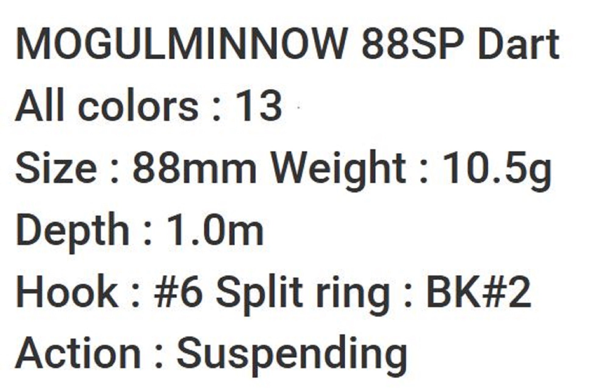 Bassday Mogul Minnow 88SP Dart Suspend Lure 10.5 grams H-33 (2034)