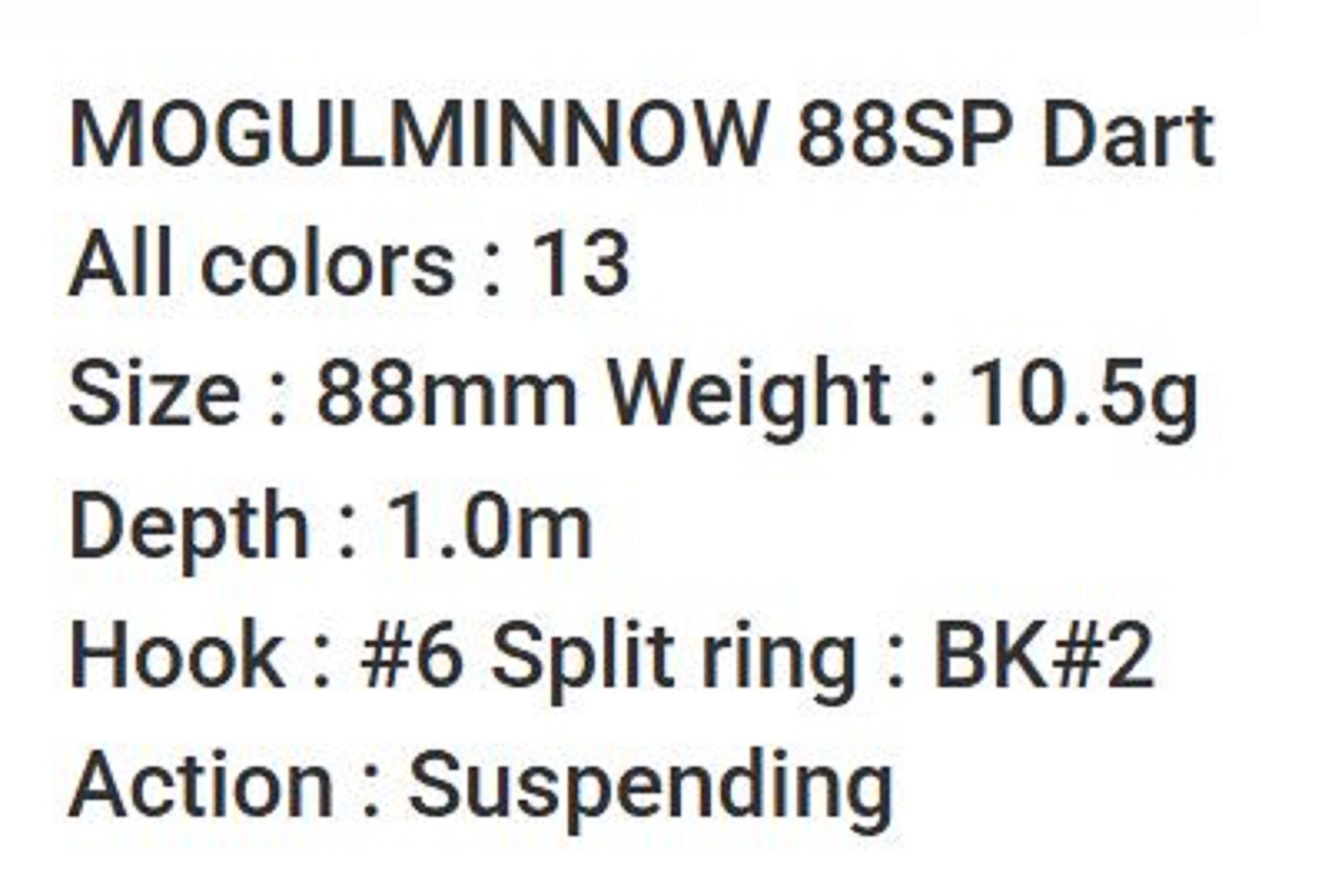 Bassday Mogul Minnow 88SP Dart Suspend Lure 10.5 grams CU-261 (2102)