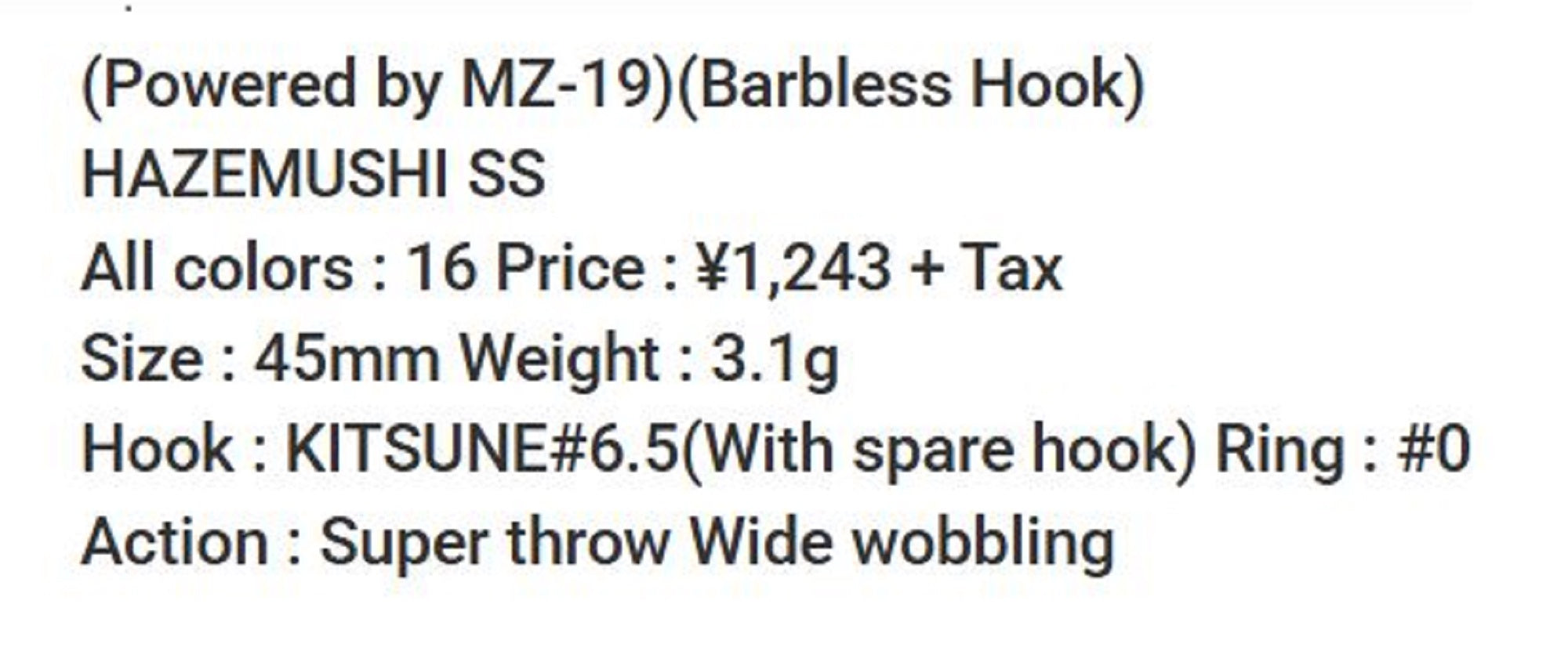Bassday Hazemushi 45 SS Lure 3.1 grams C-62 (9064)