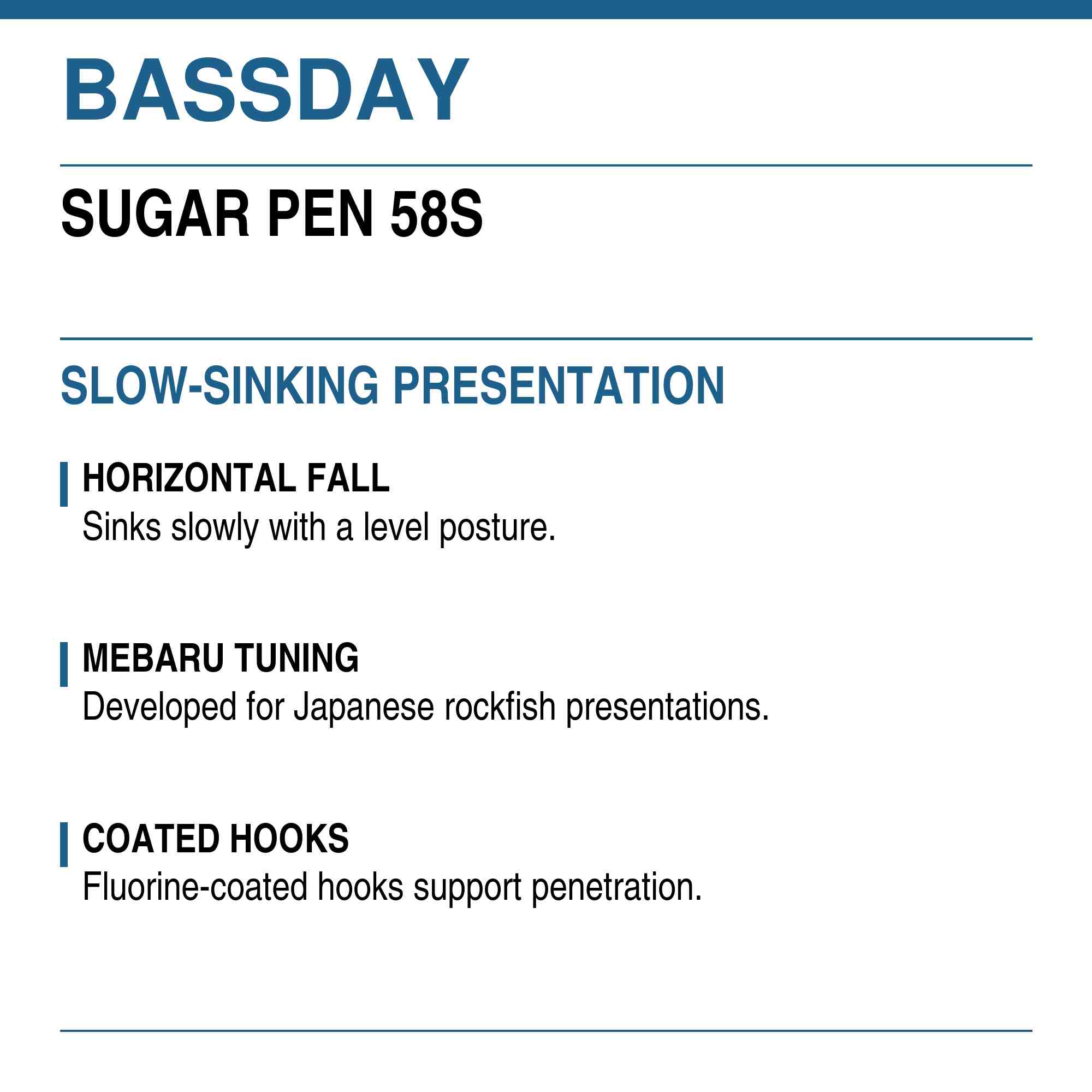 Bassday Sugar Pen 58S Sinking Lure 5.4 grams C-350 (7021)