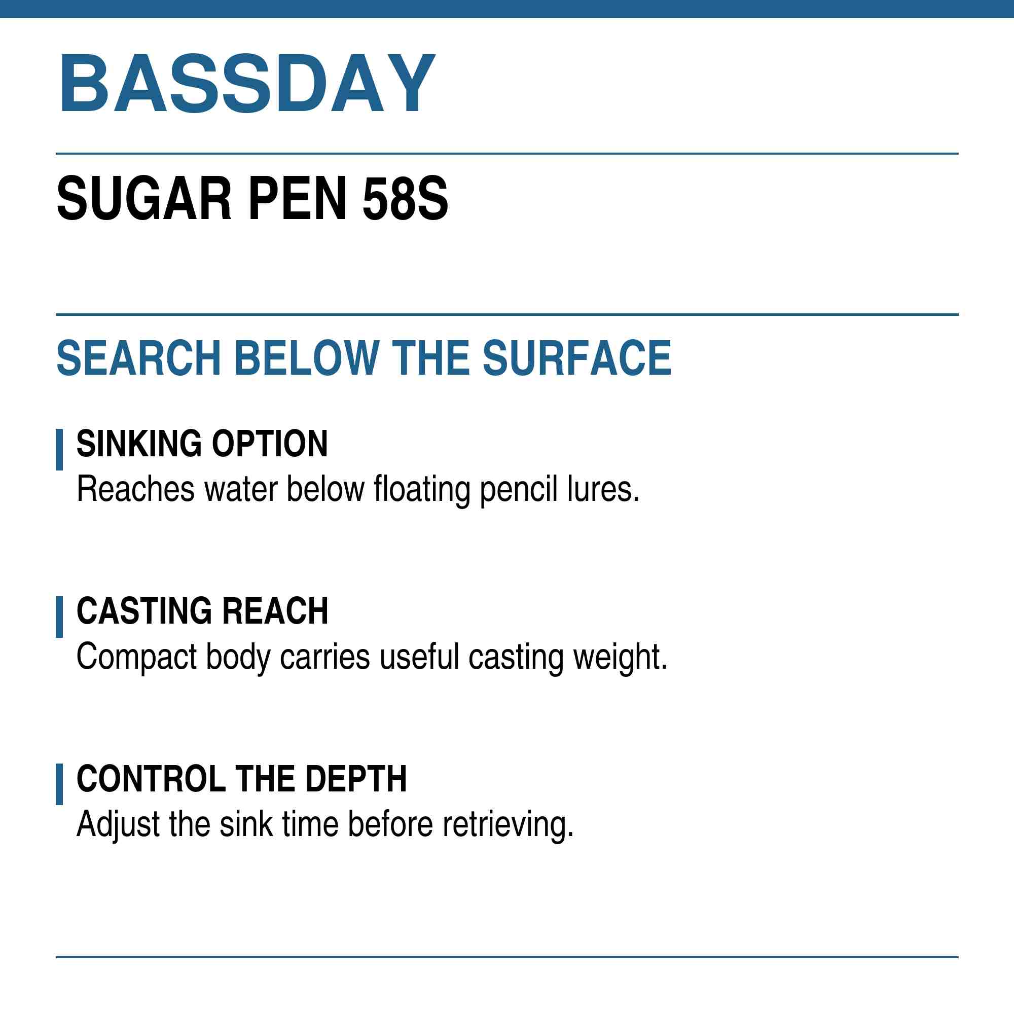 Bassday Sugar Pen 58S Sinking Lure 5.4 grams C-350 (7021)