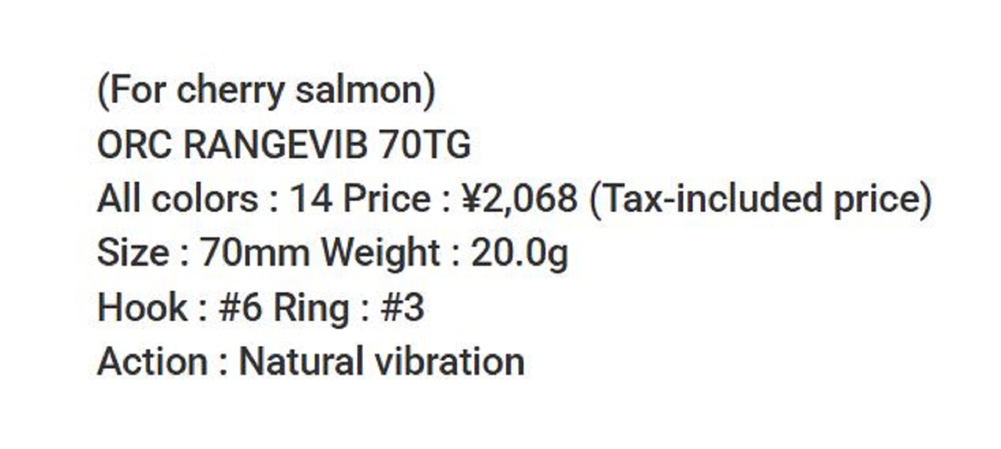 Bassday ORC Range Vibe 70 TG Extra Sinking Vibration Lure Kawashima (9339)