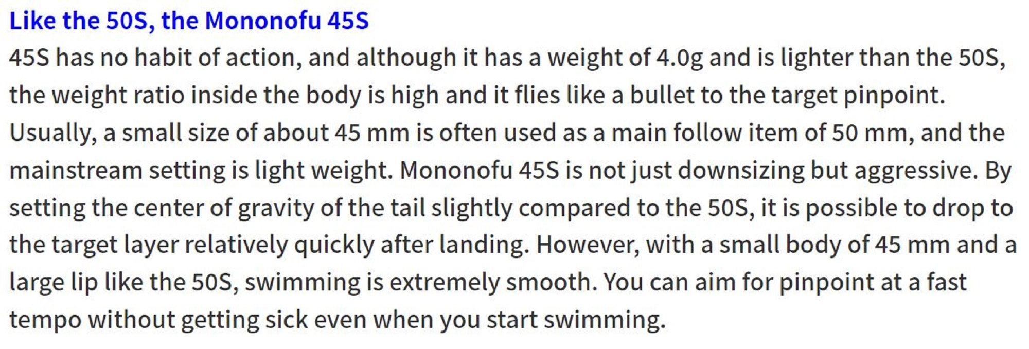 Bassday Mononofu 45S Sinking Lure Mo-004 (5049)