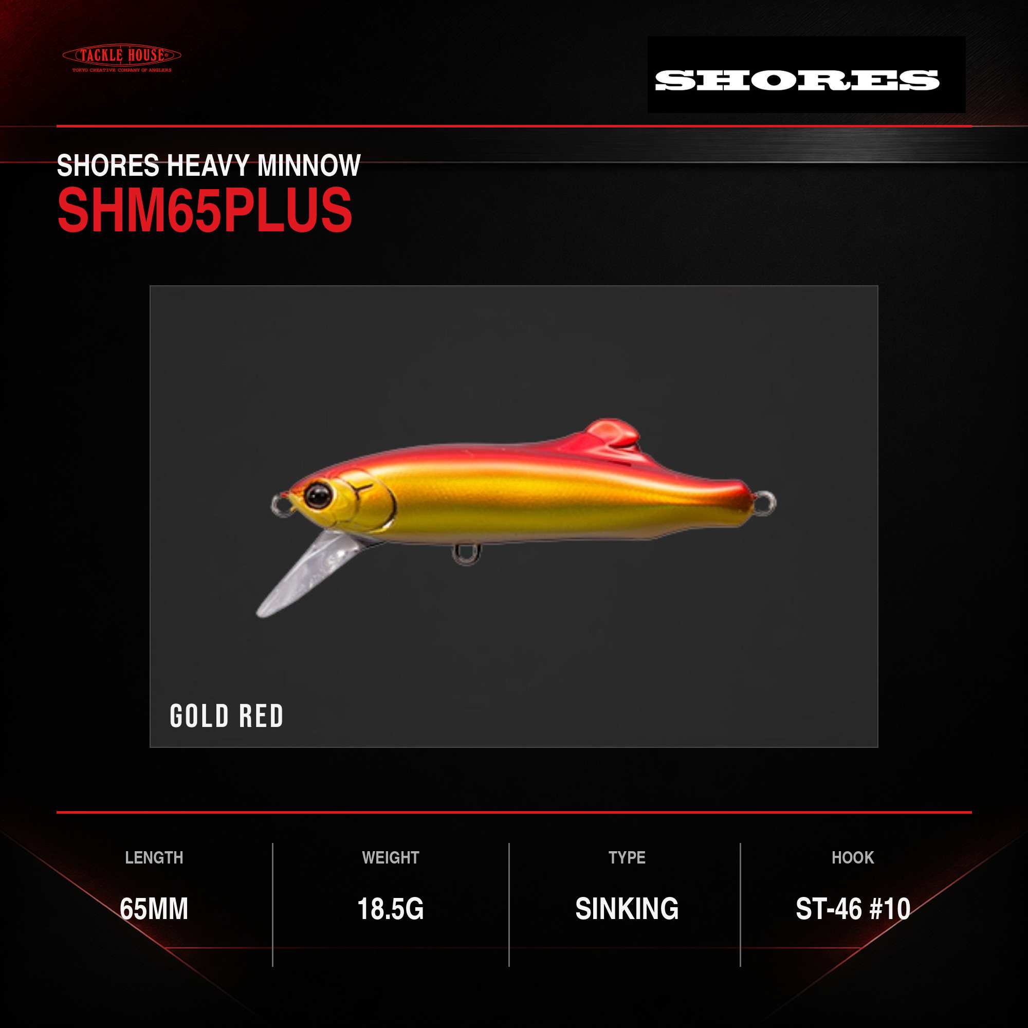 Sale Tackle House Shores Heavy Minnow SHM65Plus 19g Sinking Lure P7 (2091)