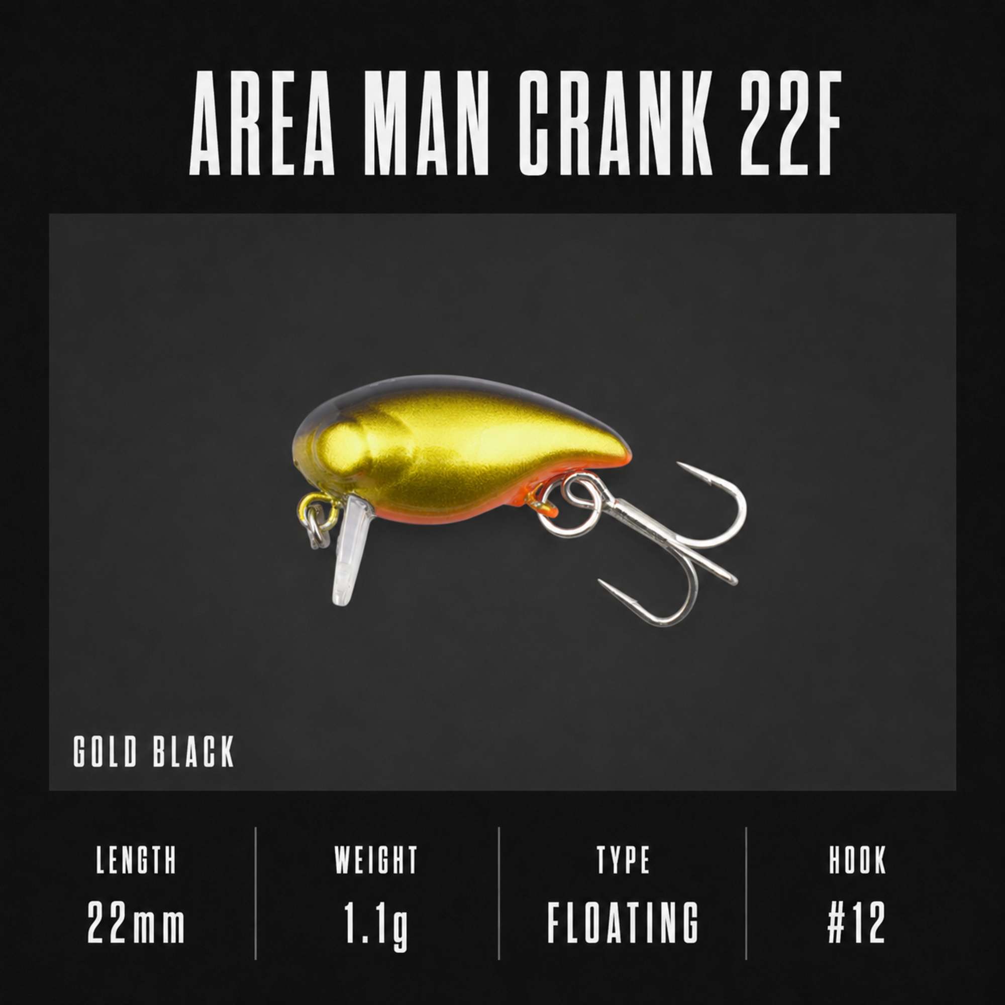 Jackall Area Man Crank 22F Floating Lure Gold Black (0273)