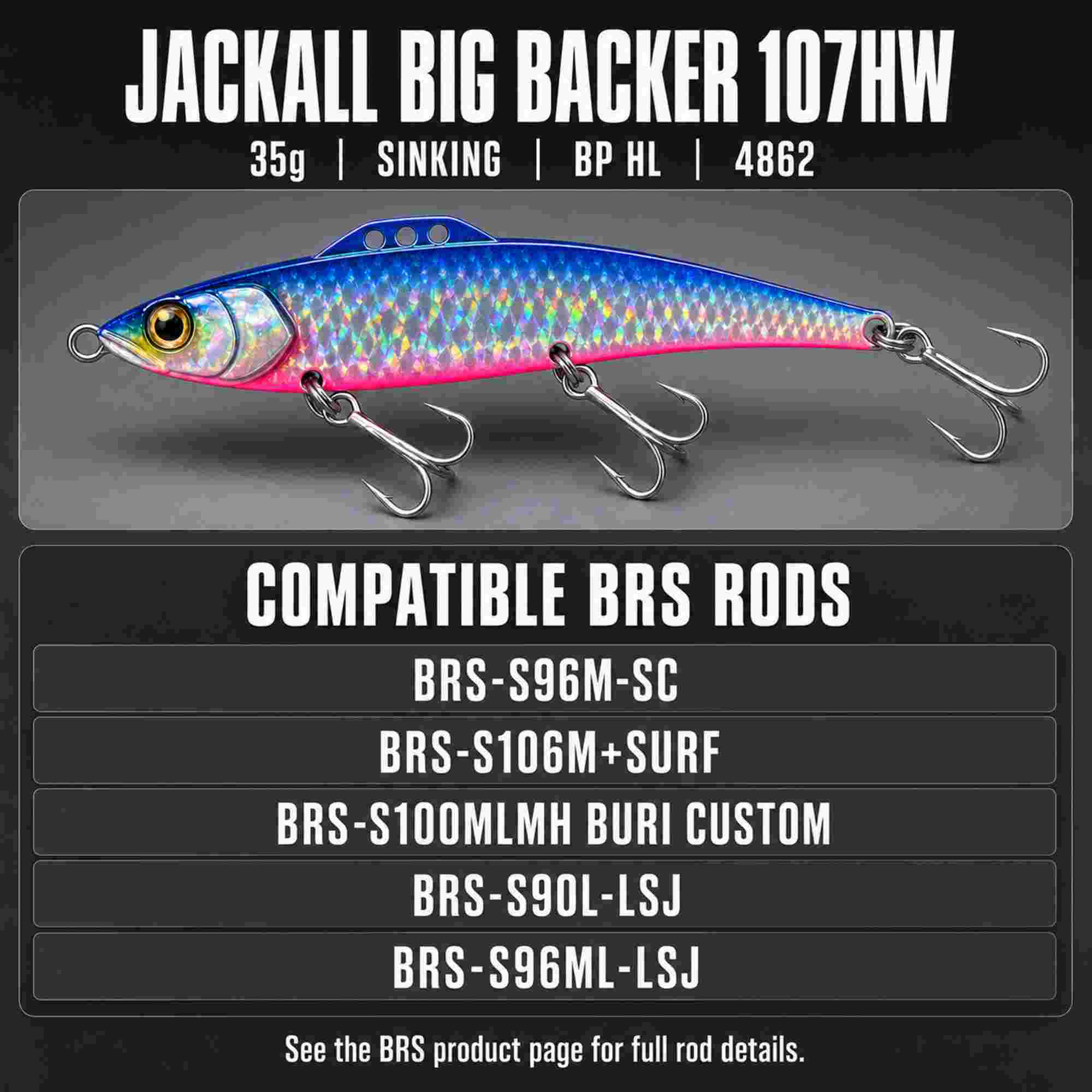Jackall Big Backer 107 HW Metal Vibe 35 grams Sinking Lure BP HL (4862)