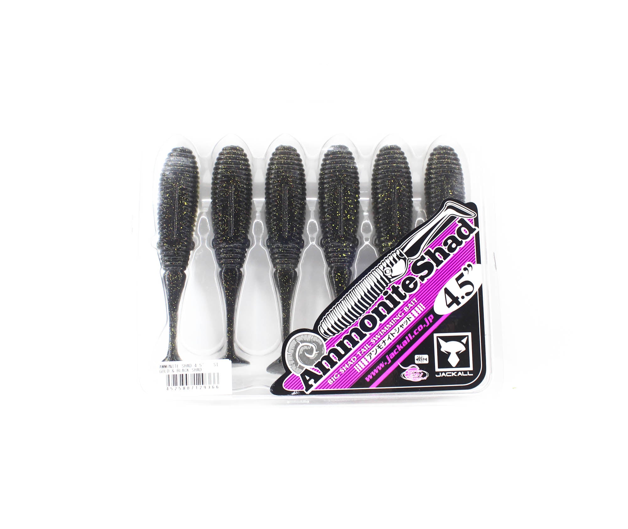Jackall Soft Lure Ammonite Shad 4.5 Inches Vibe Tail Gold Black Shad (9366)