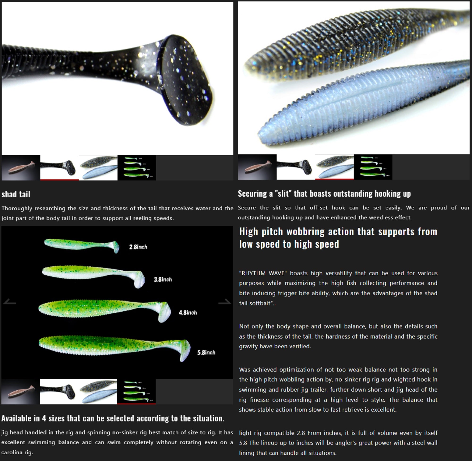 Jackall Soft Lure Rhythm Wave 2.8 Inches Watermelon Pepper (1641)