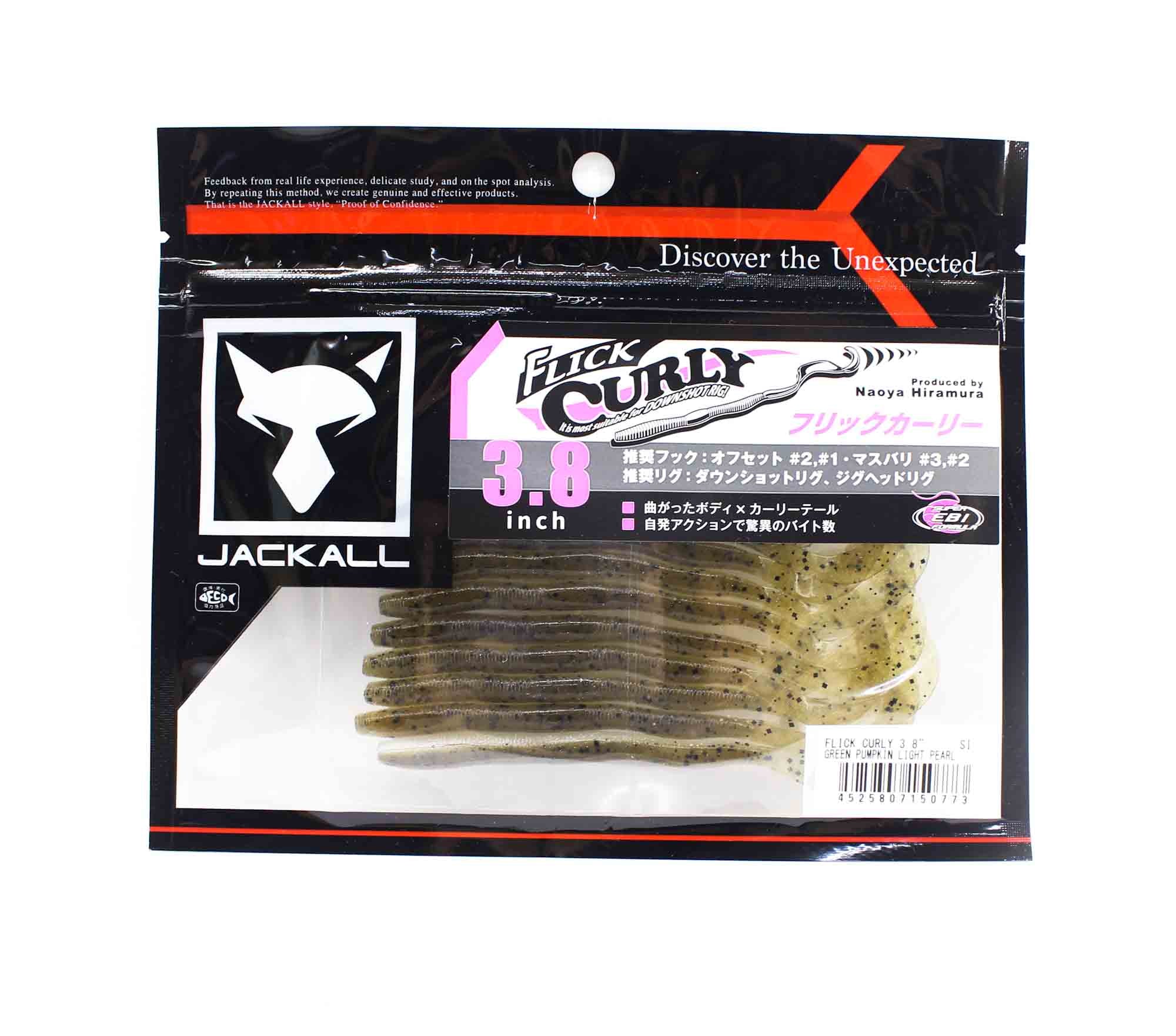 Jackall Soft Lure Flick Curly 3.8 Inches Green Pumpkin Light Pearl (0773)