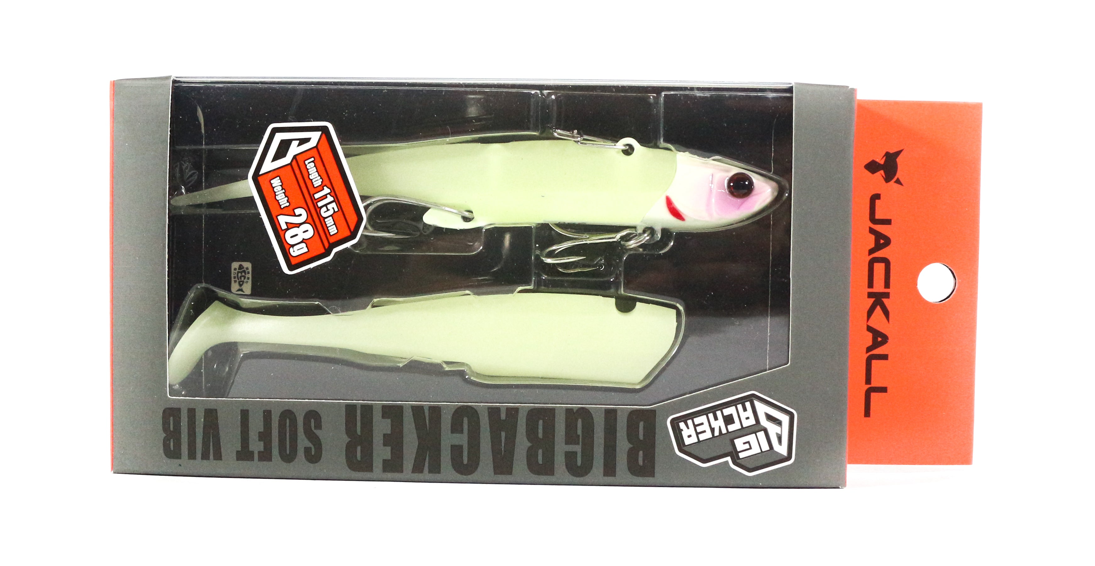 Sale Jackall Big Backer Soft Vib 28 grams 115 mm Sinking Lure S Glow (5907)