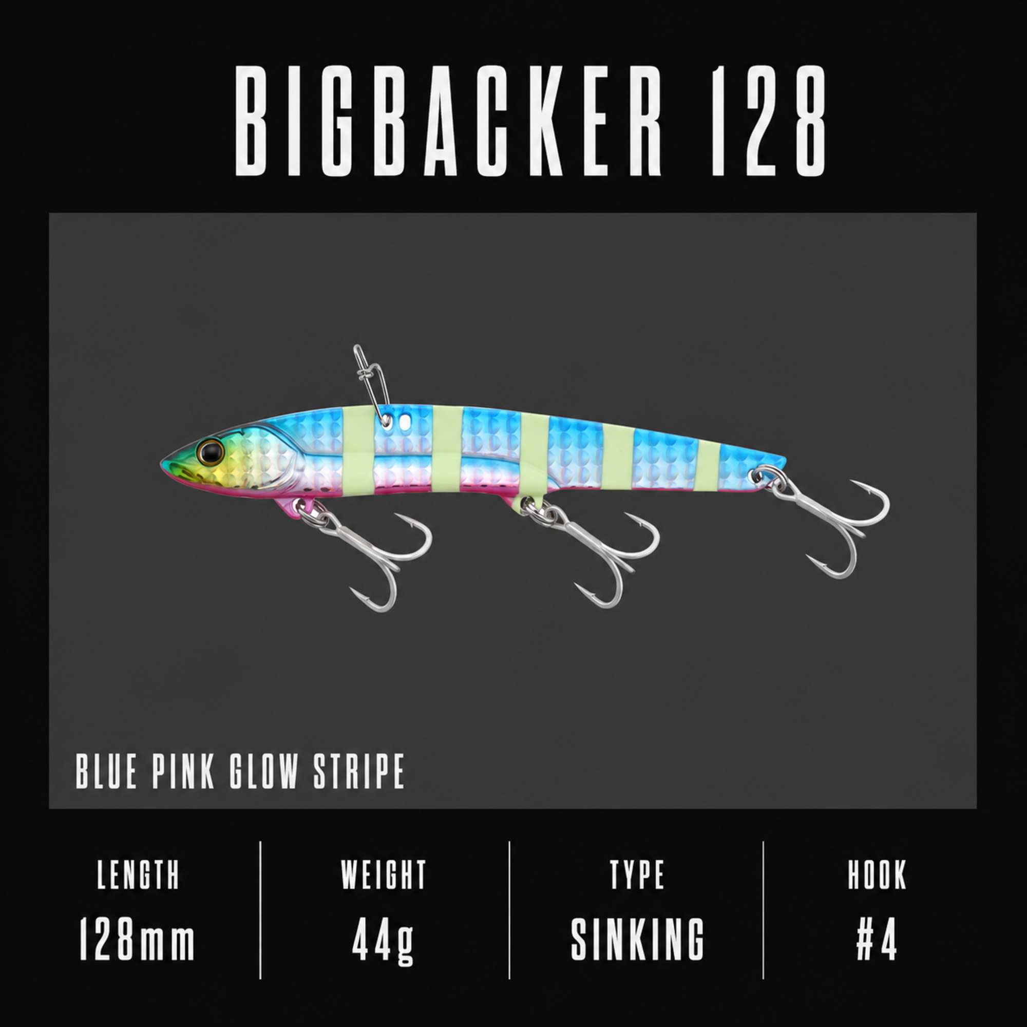 Jackall Big Backer 128 Metal Vibe 44g Sinking Lure BP Glow Stripe (8228)