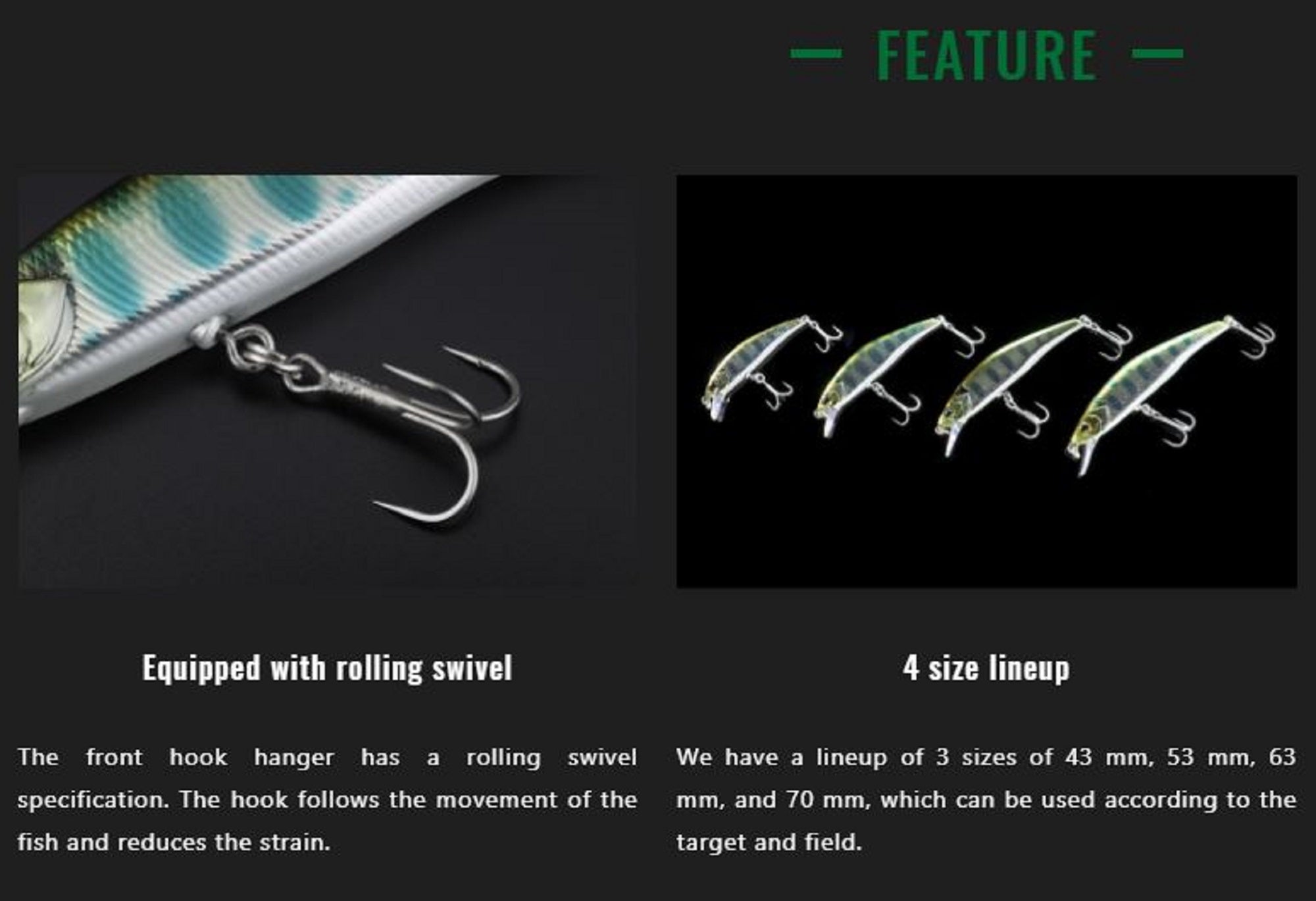 Jackall RGM Tricoroll Ryushin 53 HW Sinking Lure Flash Green Back (1235)