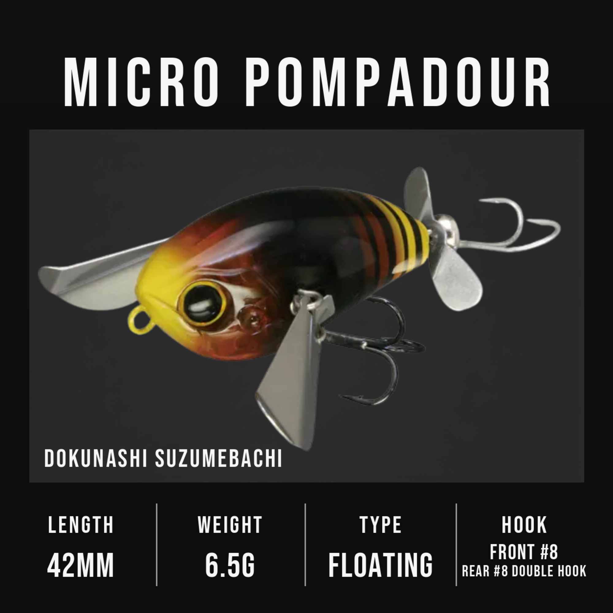 Jackall Pompadour Micro 42mm 6.5 grams Floating Lure Dokunashi Suzum (1012)