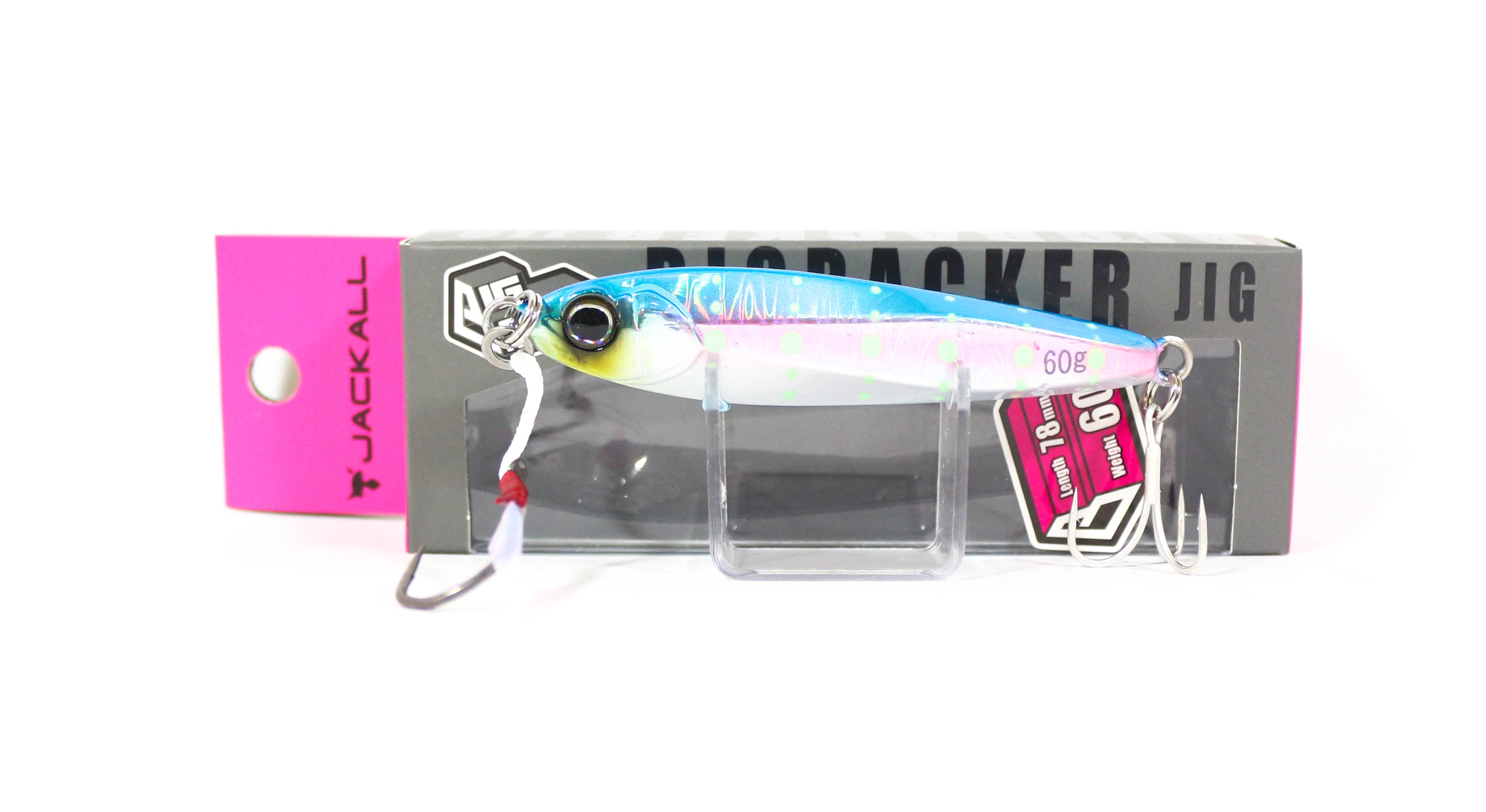Jackall Metal Jig Big Backer 60 grams Blue Pink Glow Dot (2941)