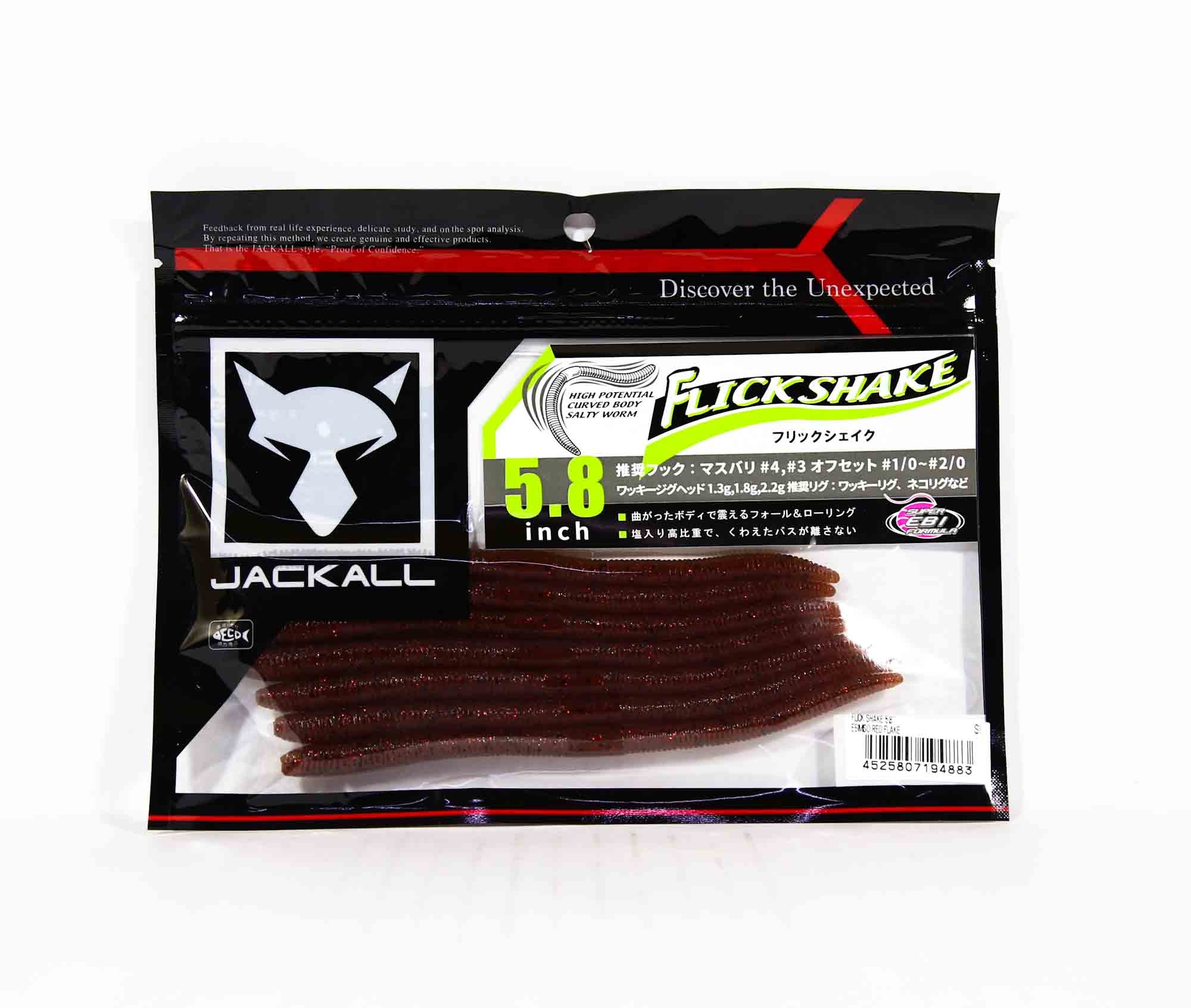 Jackall Soft Lure Flick Shake 5.8 Inches Ebimiso Red Flake (4883)