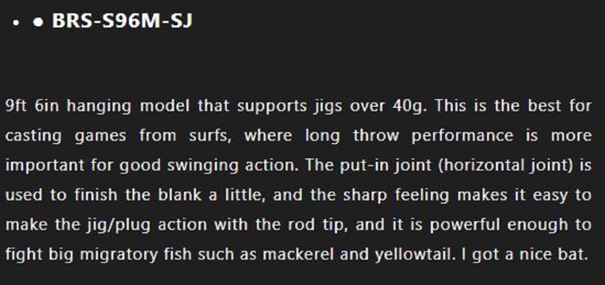 Sale Jackall Rod Spinning BRS Bay River Surf BRS-S96M-SJ (6252)