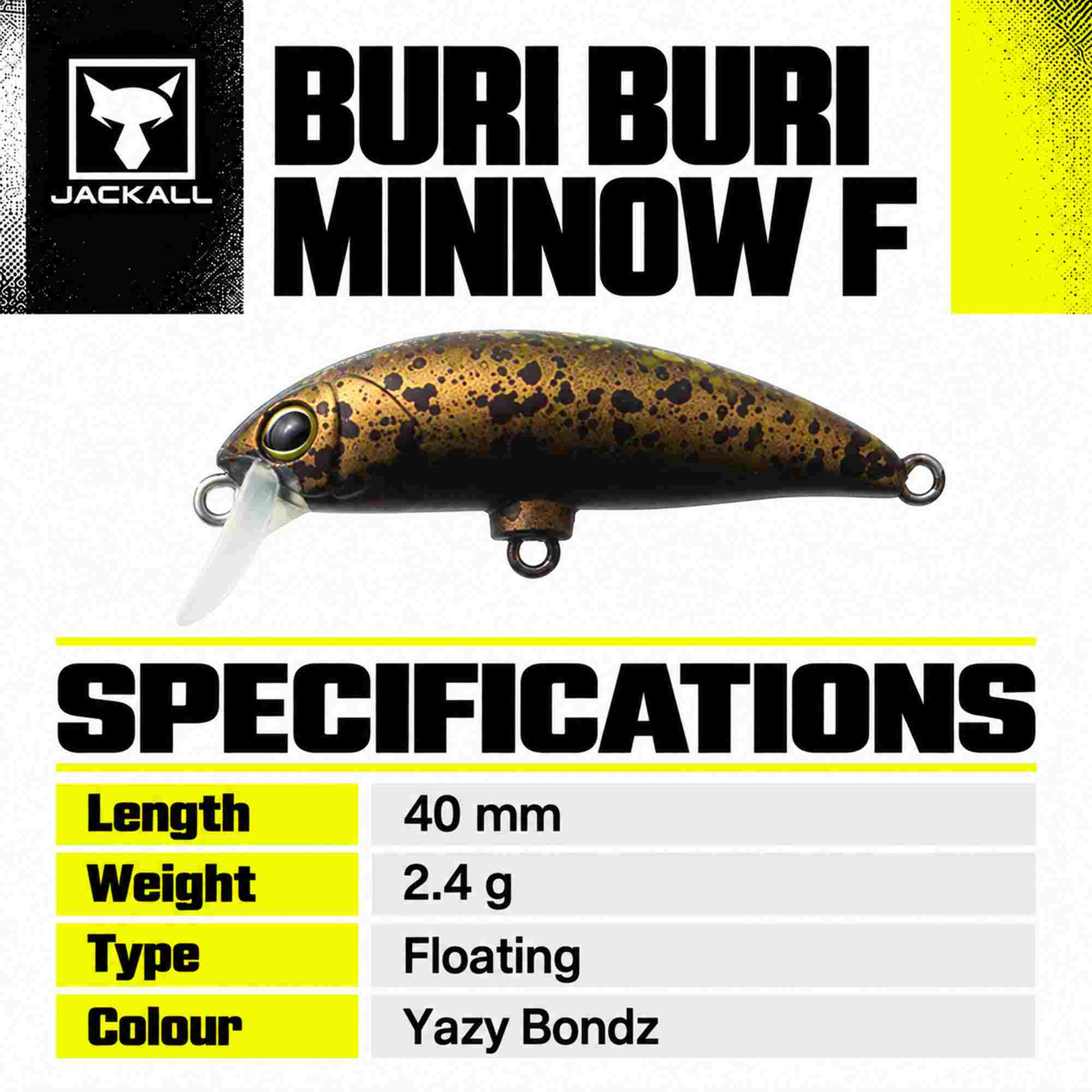 Jackall Timon Buri Buri Minnow F 40 mm Floating Lure Yazy Bondz (3875)