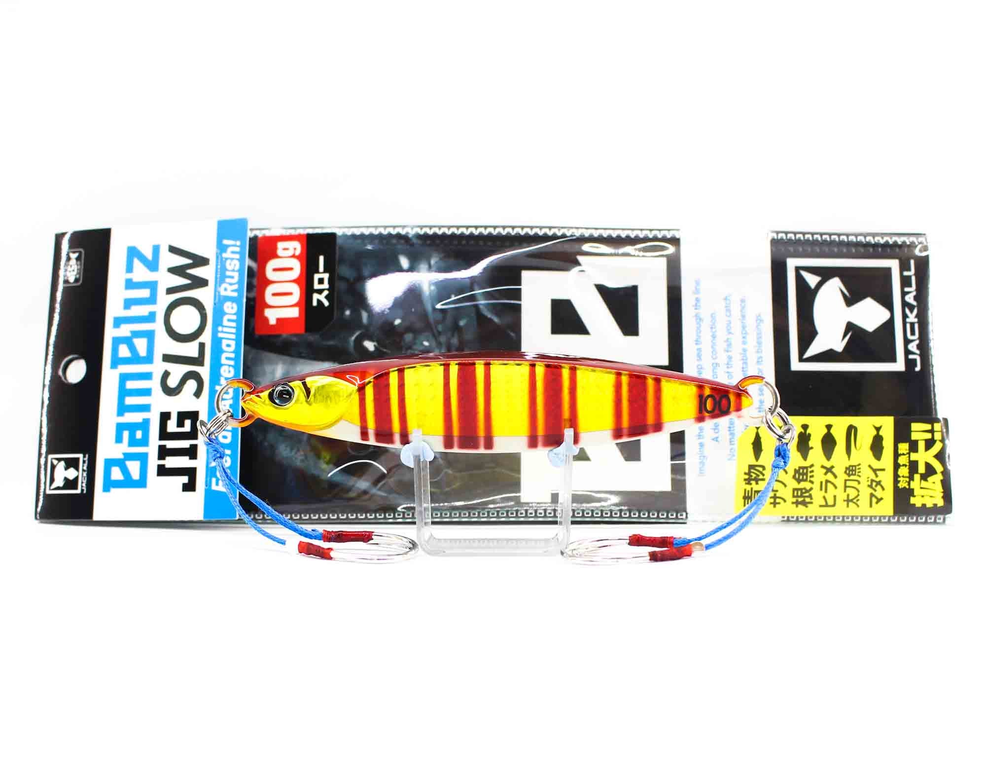 Jackall Metal Jig Bambluz Slow 100 grams Glow Belly Red Gold Stripe (8008)