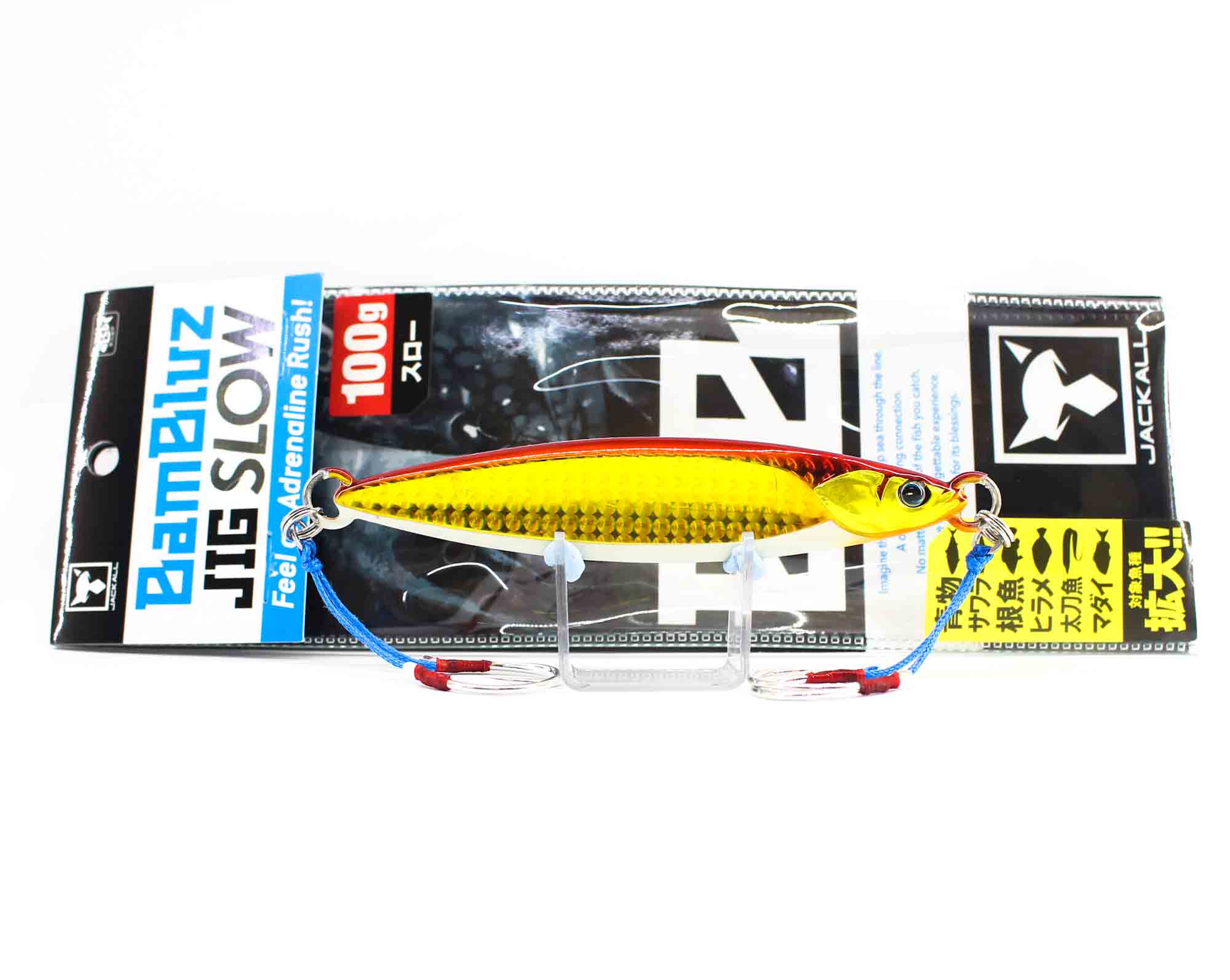 Jackall Metal Jig Bambluz Slow 100 grams Glow Belly Red Gold Stripe (8008)