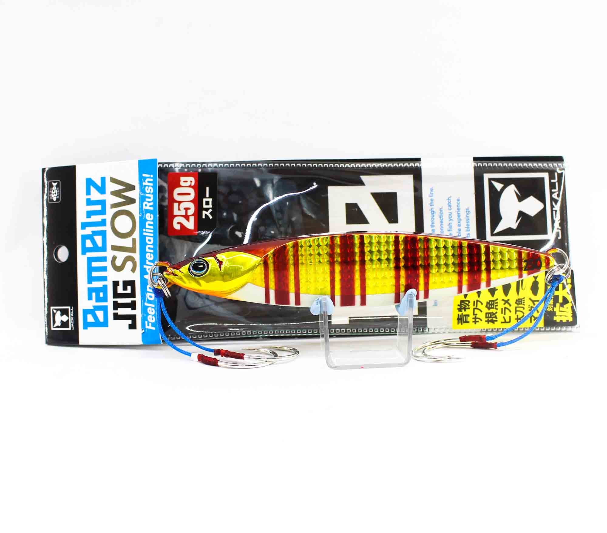 Jackall Metal Jig Bambluz Slow 250 Grams Glow Belly Red Gold Stripe (8404)