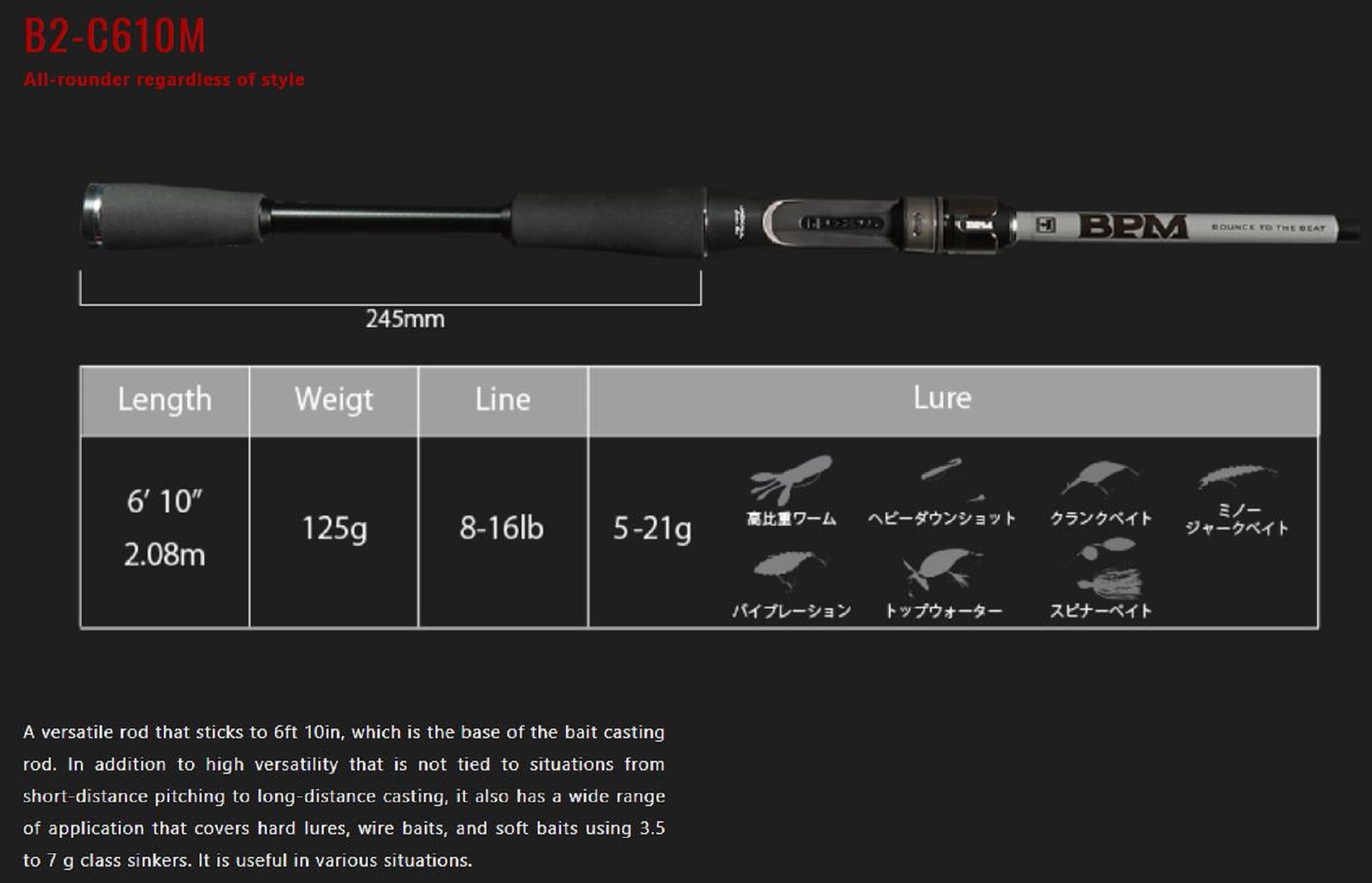 Sale Jackall Rod Baitcast BPM B2-C610M (5709)