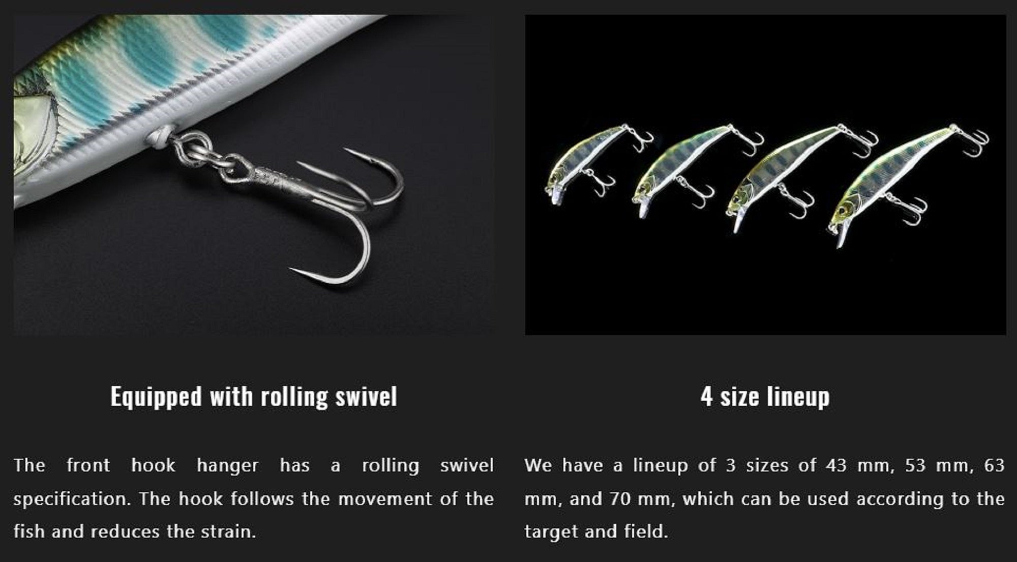 Jackall RGM Tricoroll Ryushin 43 HW Sinking Lure Parallel Chart (8120)