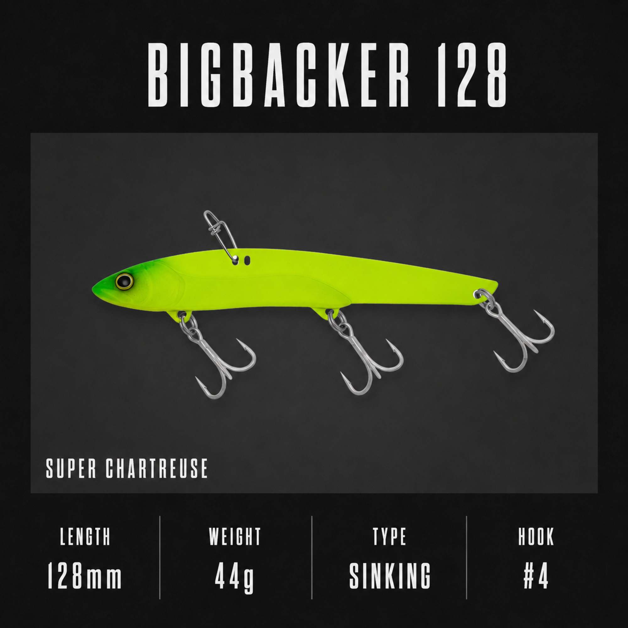 Jackall Big Backer 128 Metal Vibe 44g Sinking Lure Super Chartreuse (0177)