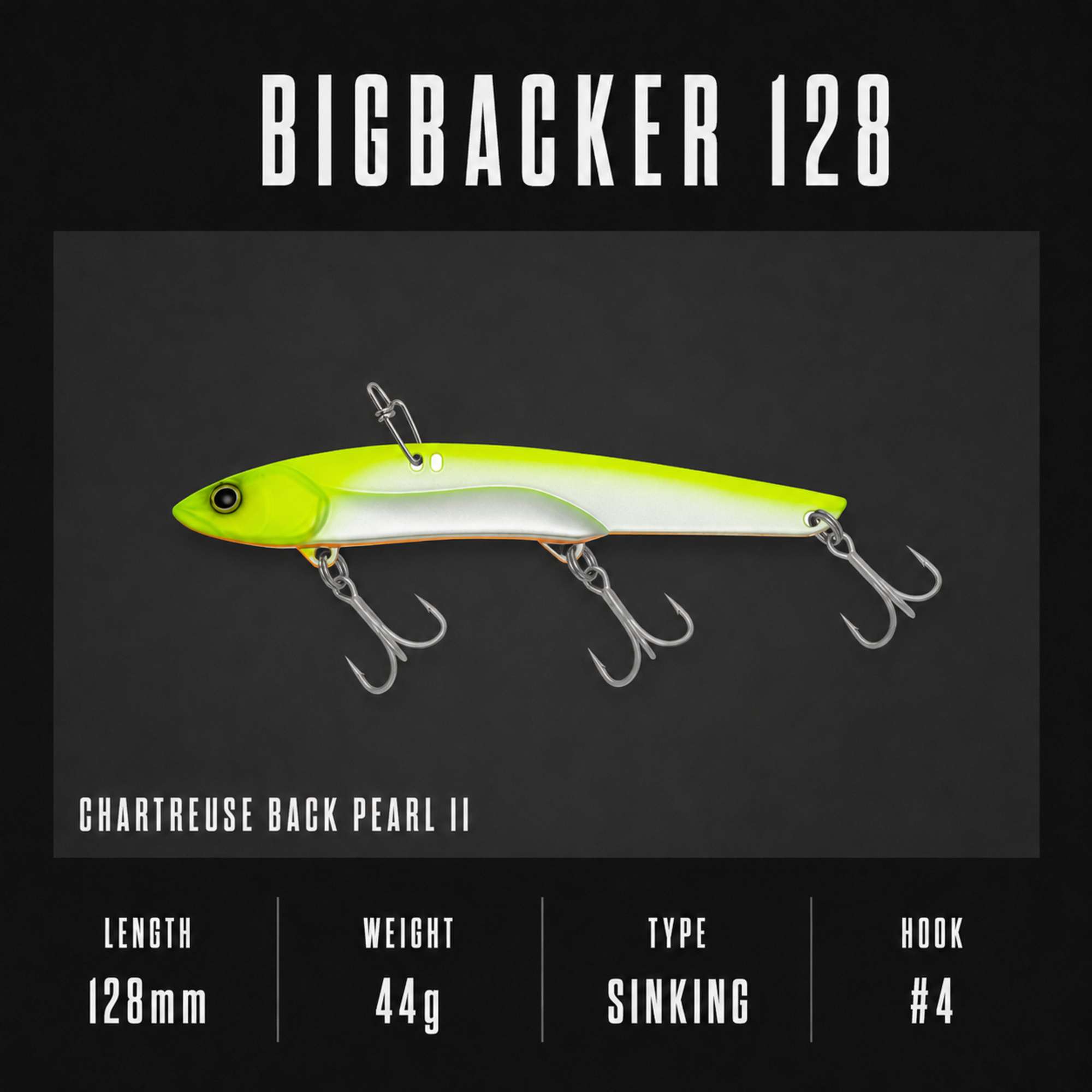 Jackall Big Backer 128 Metal Vibe 44g Sinking Lure Chart Back Pearl (0184)