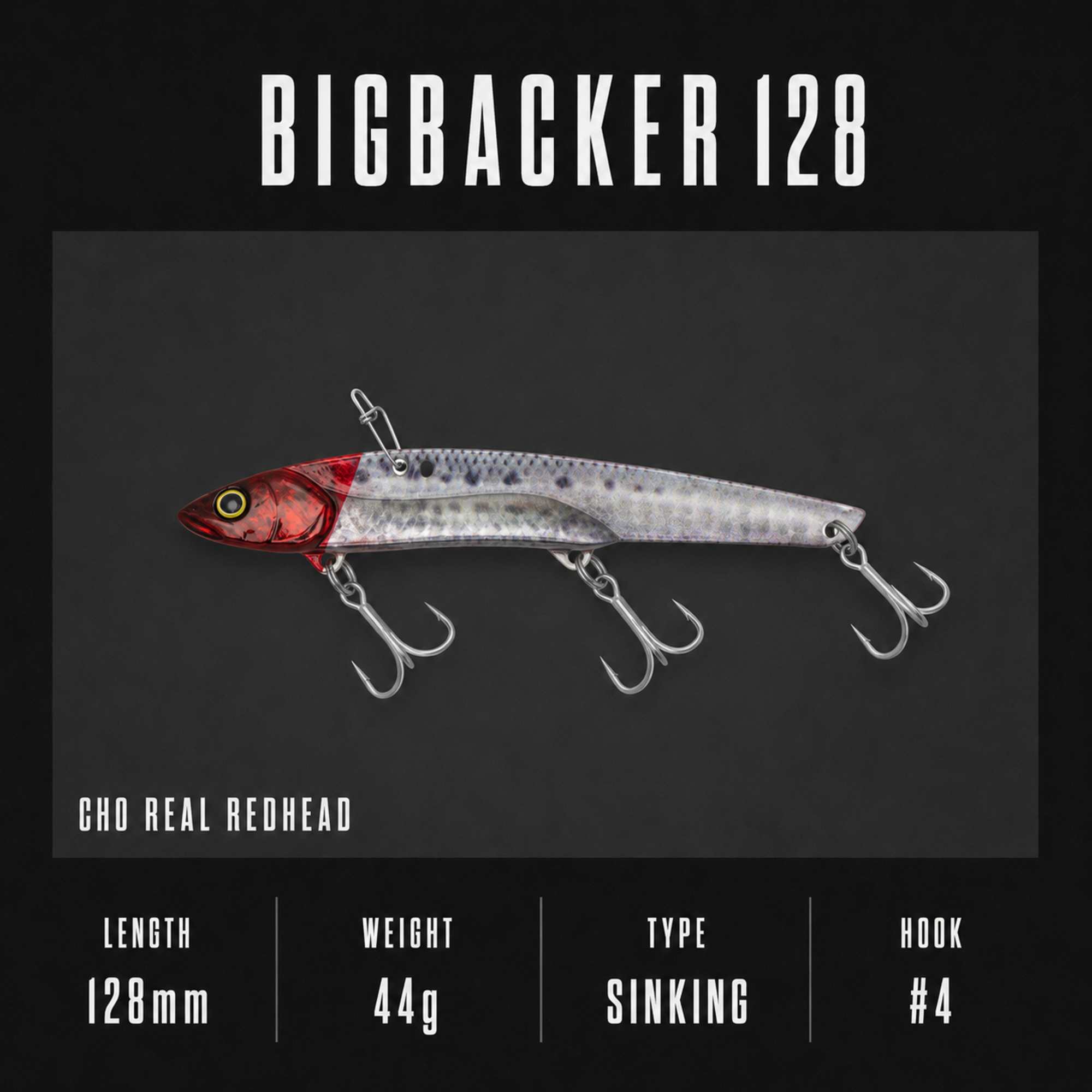 Jackall Big Backer 128 Metal Vibe 44g Sinking Lure Cho Real Red Head (0207)