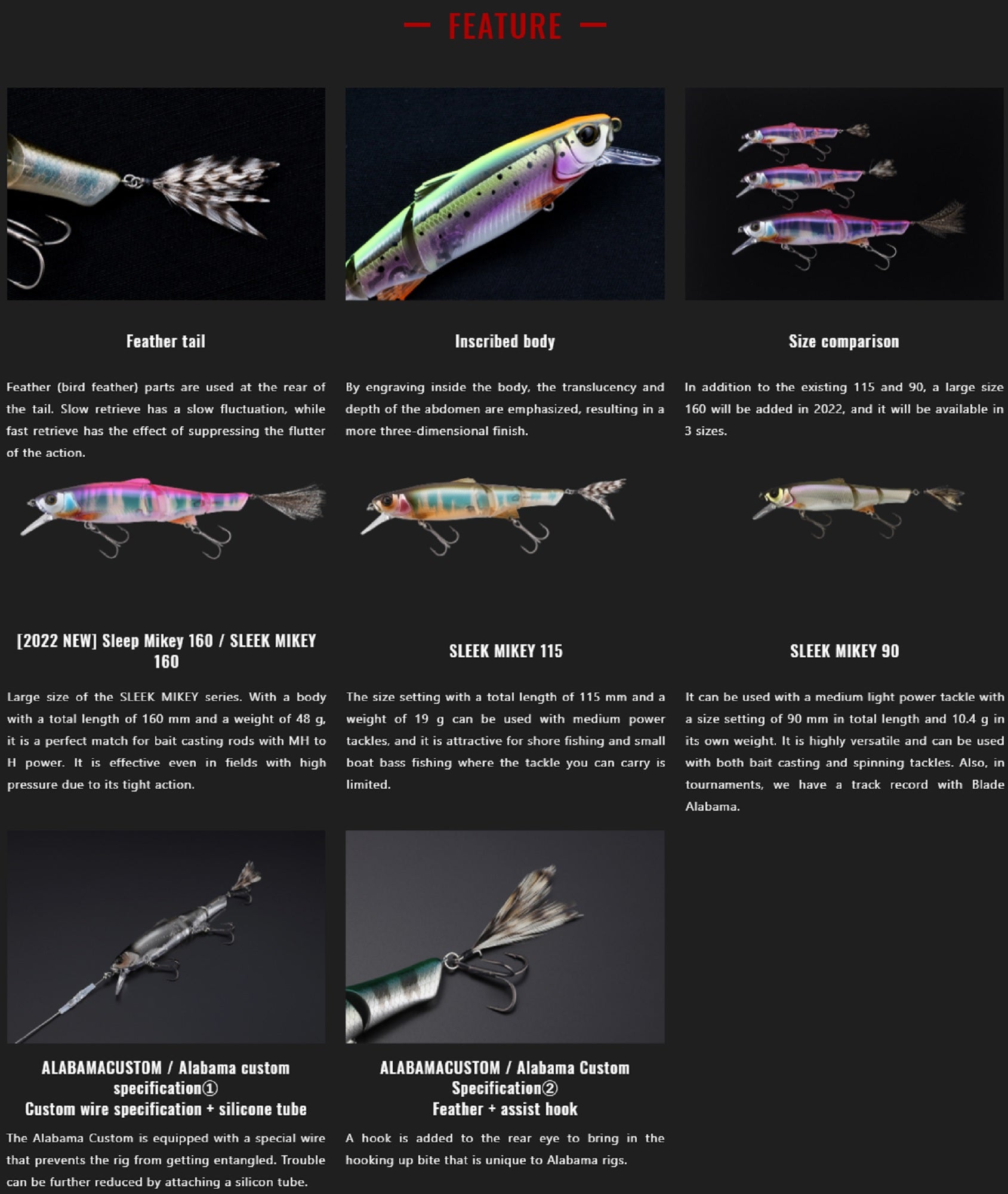 Jackall Mikey Sleek 115 Alabama Custom Floating Lure HL Japan Shad (1846)