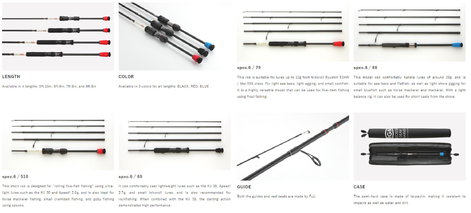Jackall RGM Rod Spinning Spec 6/510 1.78m 5Pc Black (2843)