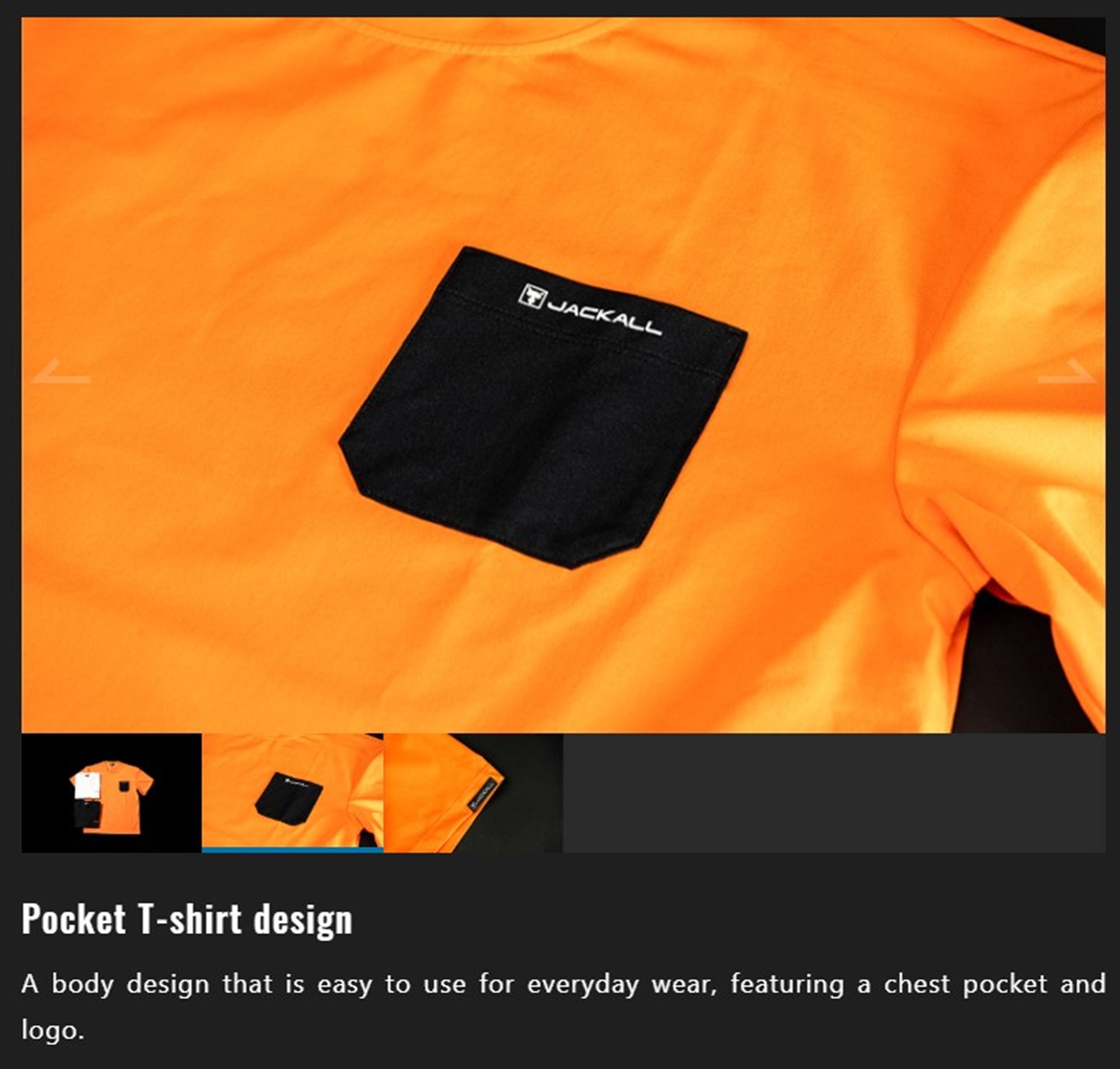 Jackall T-Shirt Dry Fit Silky Short Sleeve Size L Orange (4935)