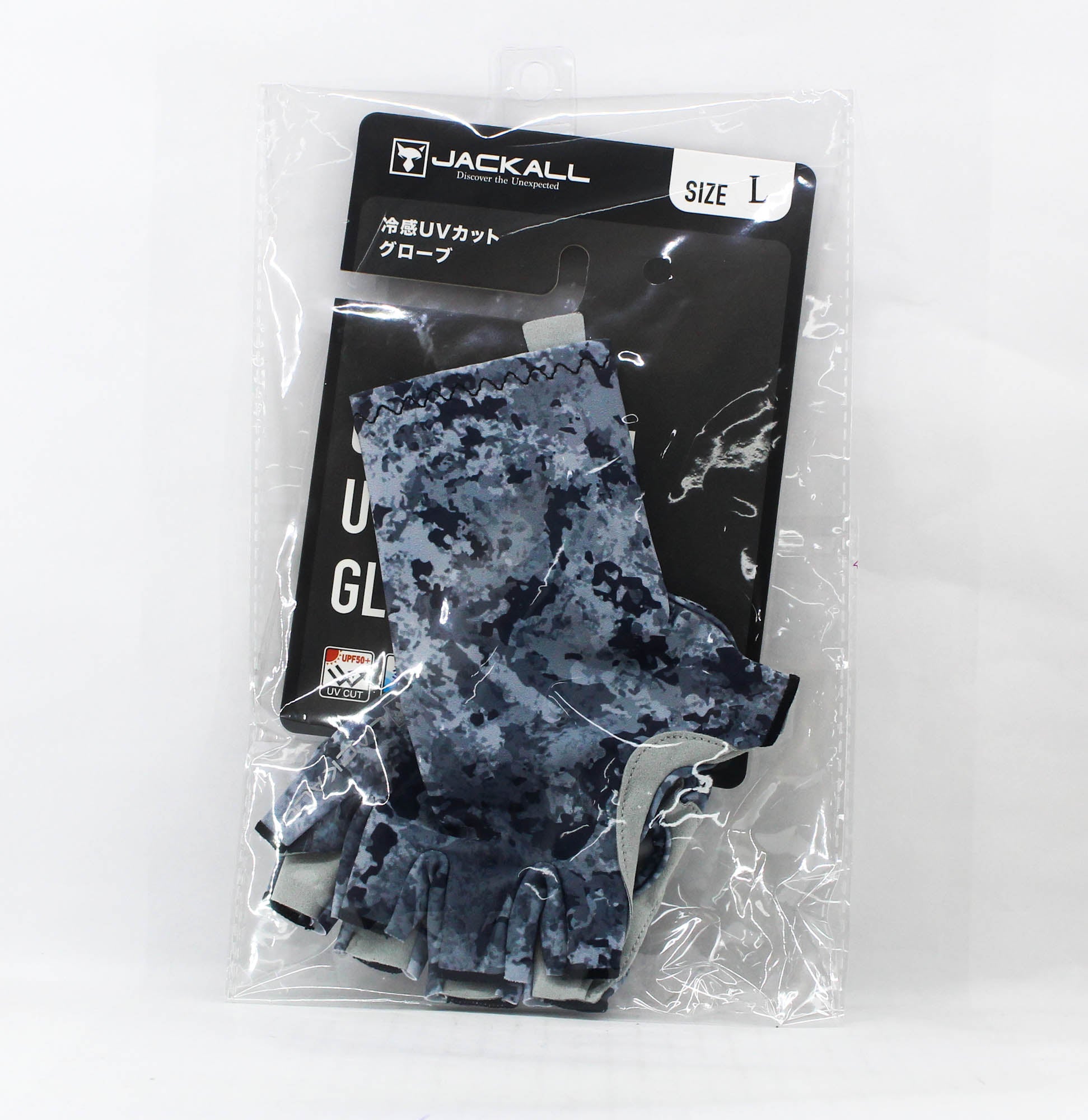 Jackall Cool Touch UV Cut Gloves Dark Gray Camo Size L (8136)