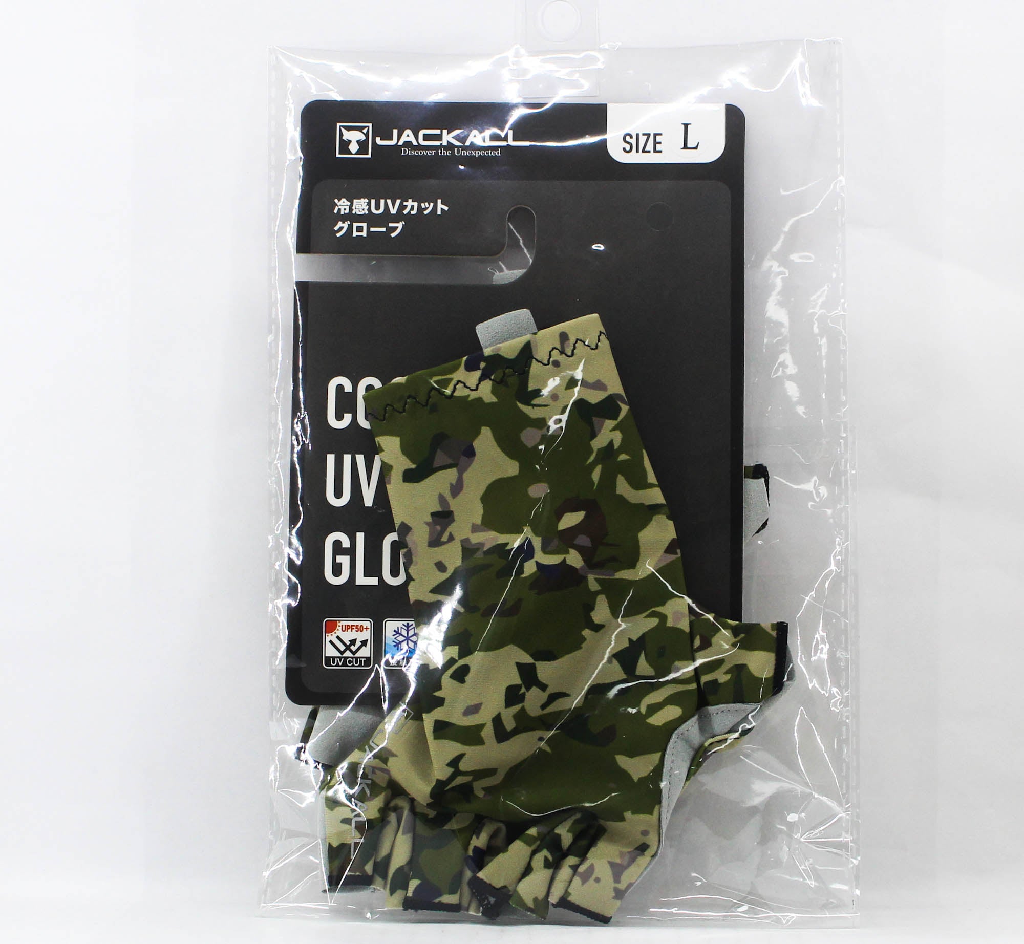 Jackall Cool Touch UV Cut Gloves Sand Camo Size L (8167)