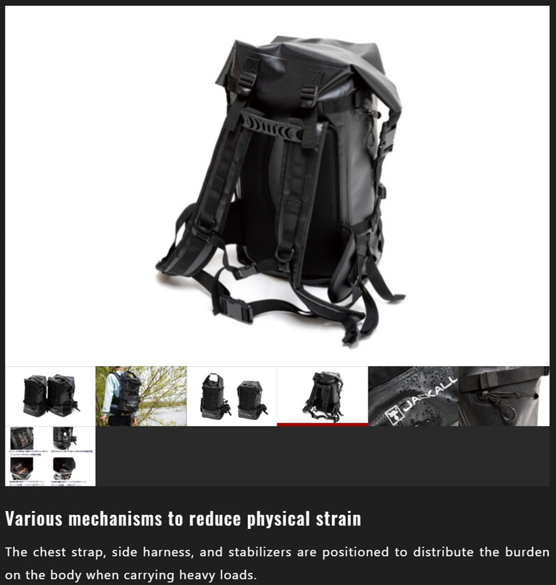 Jackall Backpack Waterproof Size M Black (8891)