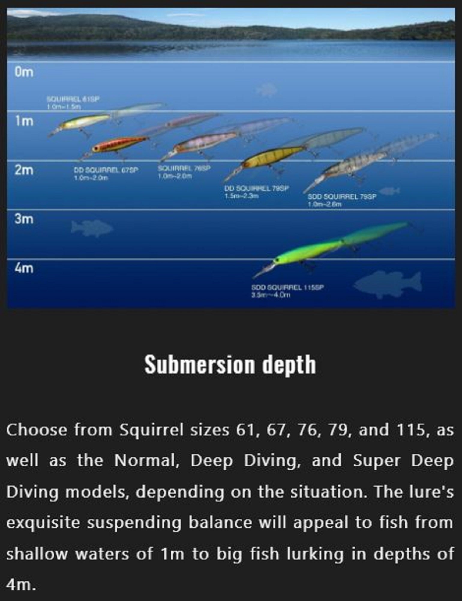 Jackall Squirrel 61SP Suspend Lure Mat Chart (5707)