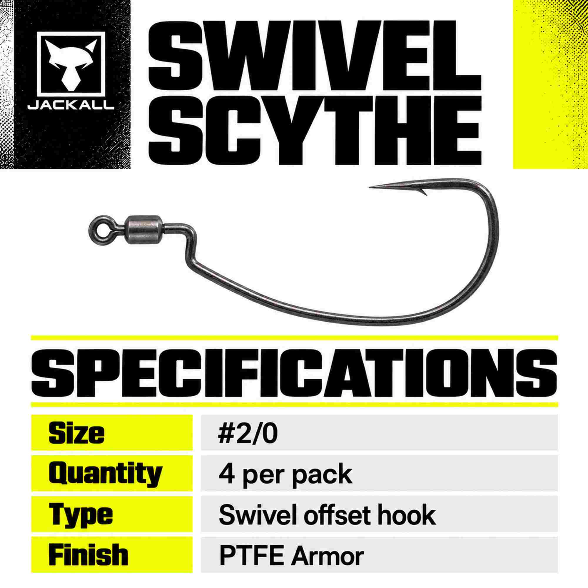 Jackall Hooks Swivel Scythe 4 per Pack Size 2/0 (9002)