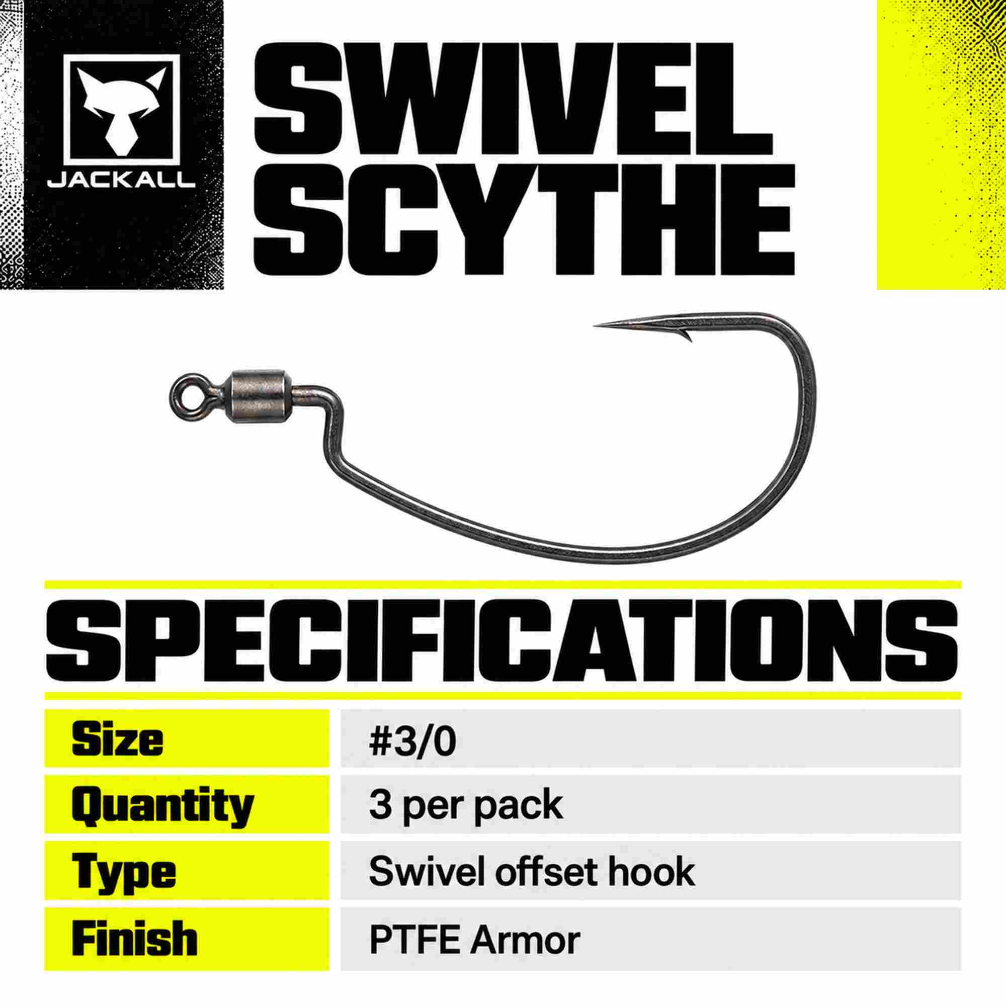 Jackall Hooks Swivel Scythe 4 per Pack Size 3/0 (9019)