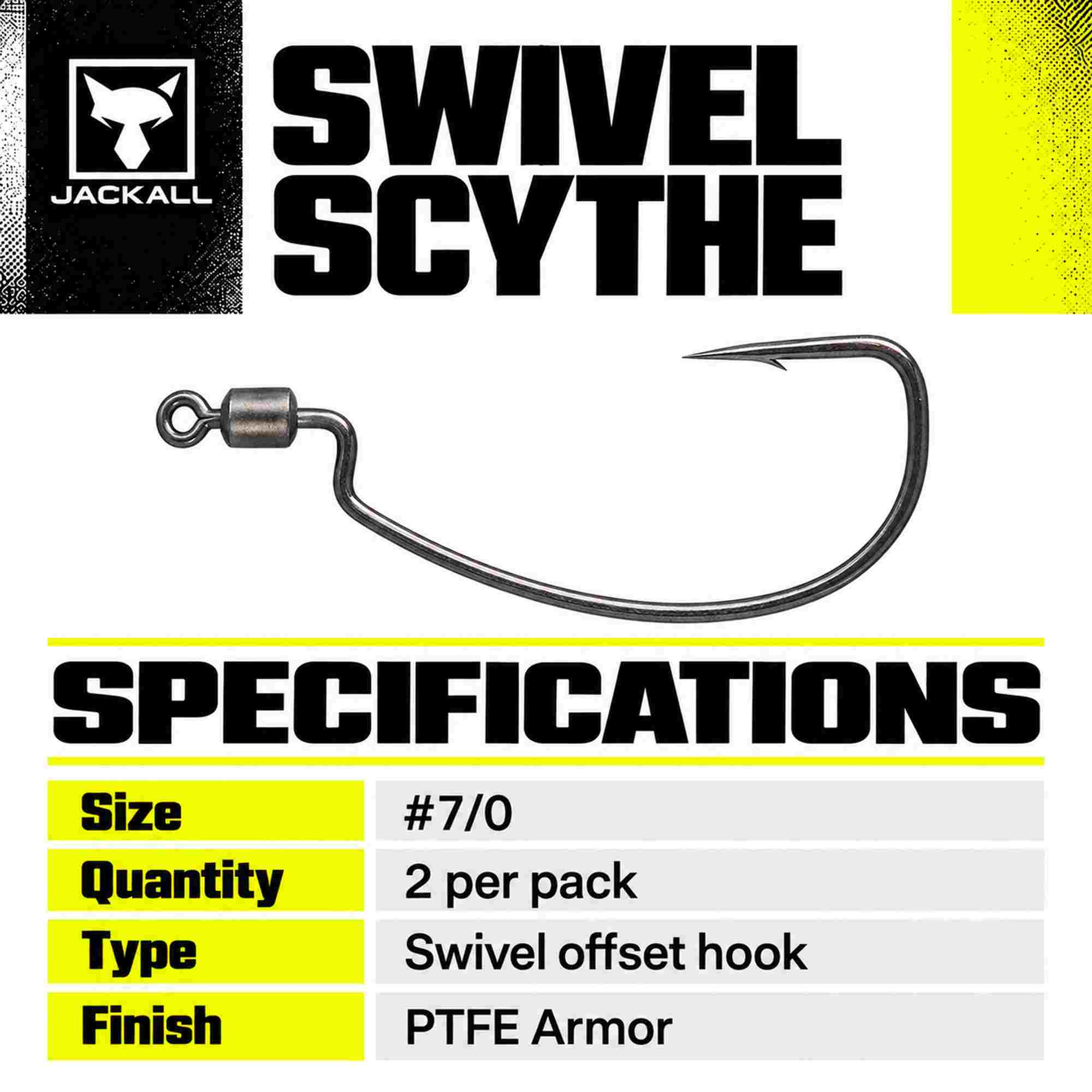 Jackall Hooks Swivel Scythe 4 per Pack Size 7/0 (9057)