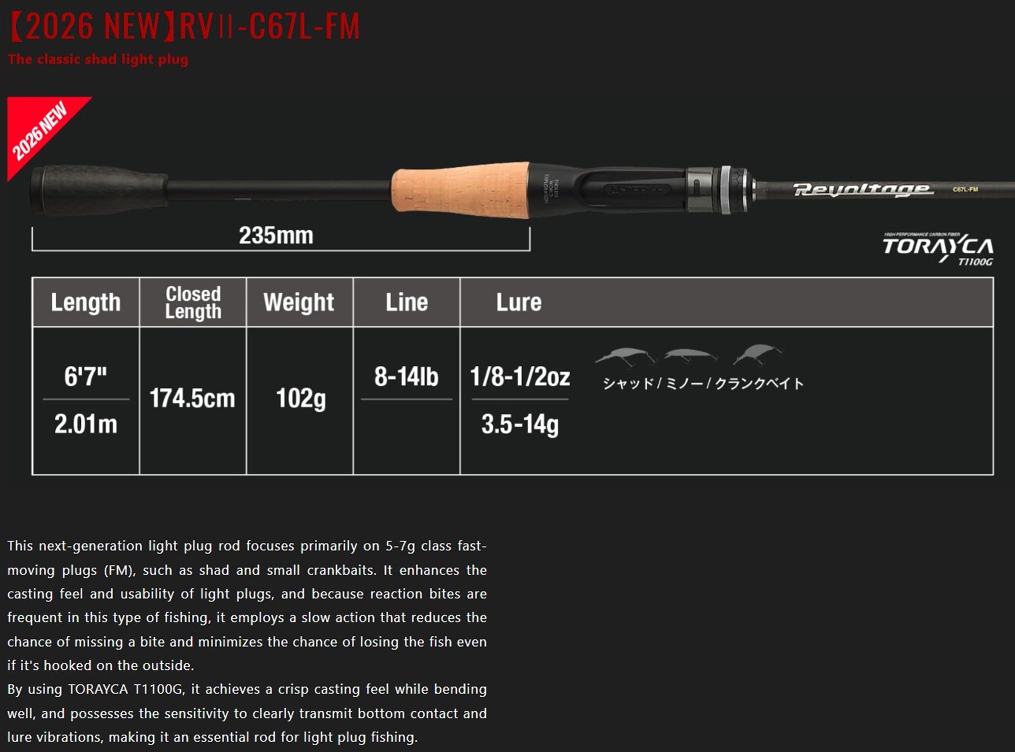 Jackall Rod Baitcast Revoltage RV II-C67L-FM (7143)