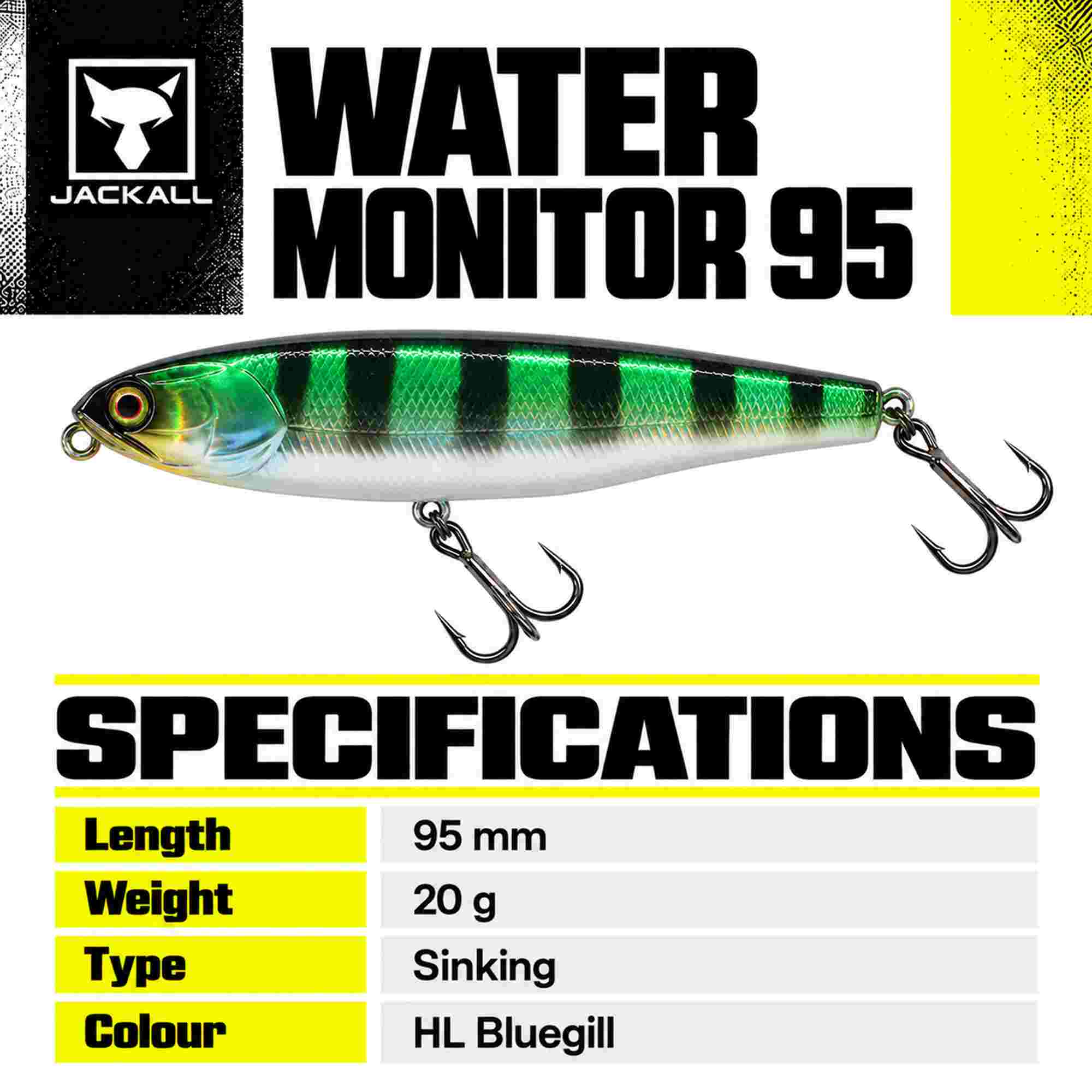 Jackall Water Monitor 95 Sinking Lure HL Bluegill (9673)