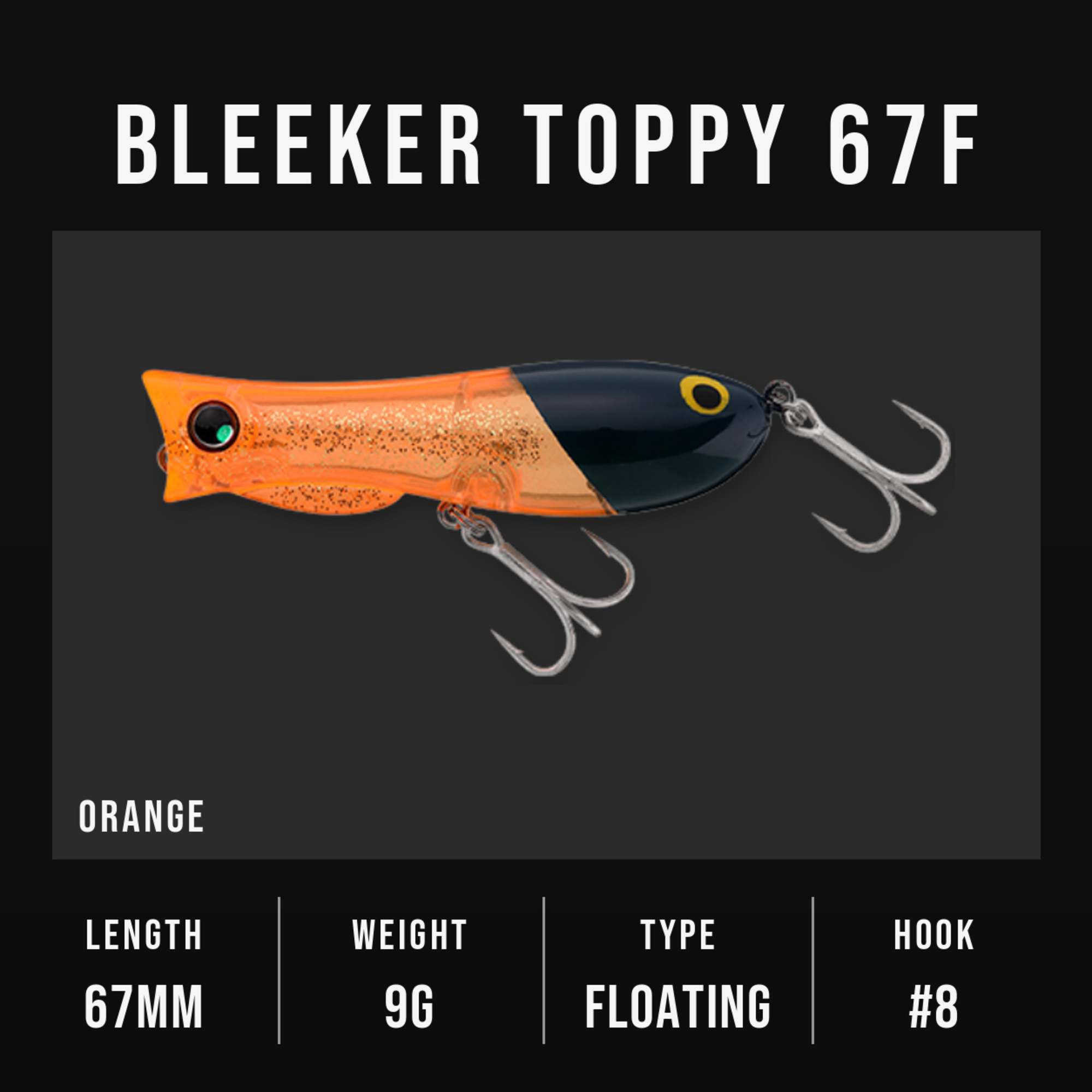 Jackall Bleeker Toppy 67F Floating Lure Orange Reverse (1041)