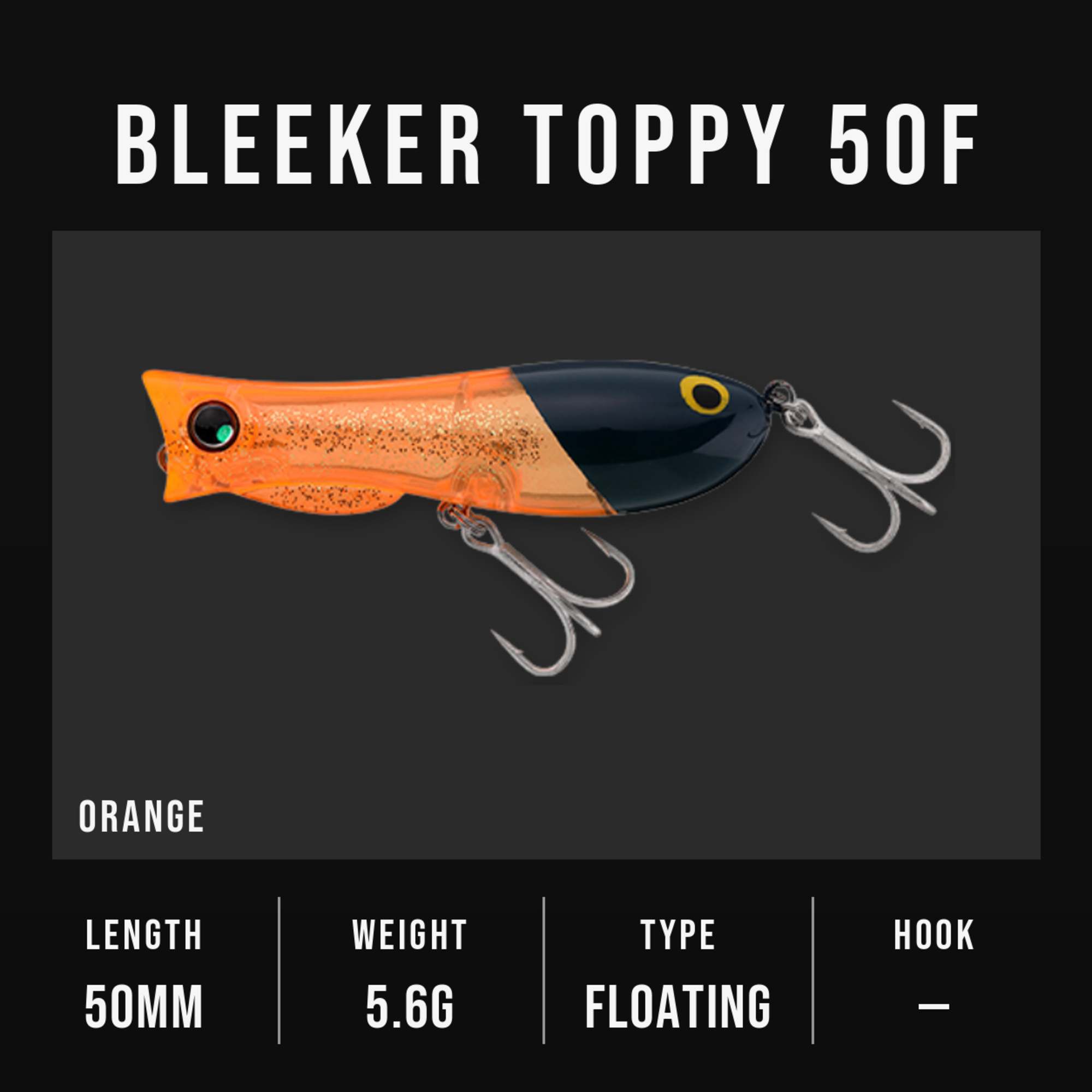 Jackall Bleeker Toppy 50F Floating Lure Orange Reverse (1065)