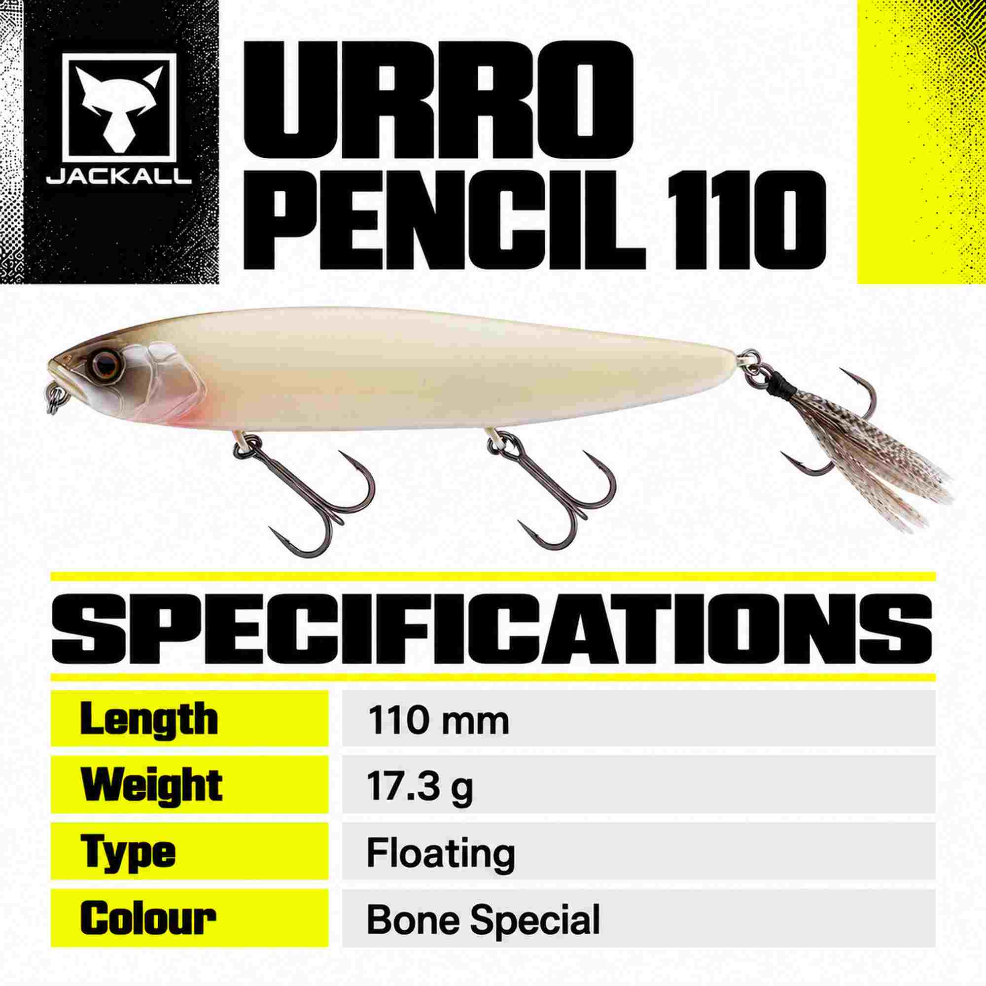 Jackall Urro Pencil 110 Floating Lure Bone Special (4387)
