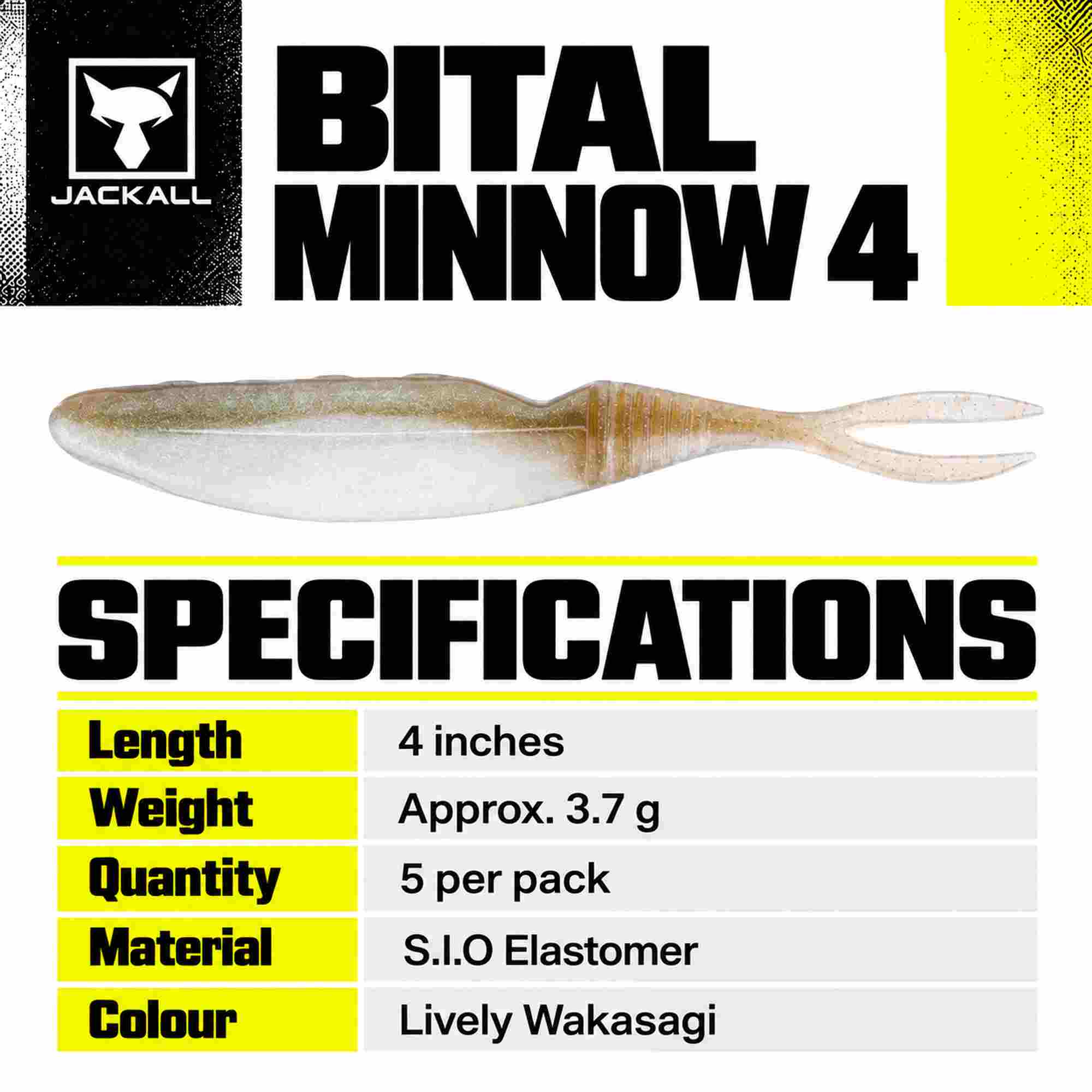 Jackall Soft Lure Bital Minnow 4 Inches Lively Wakasagi (7319)