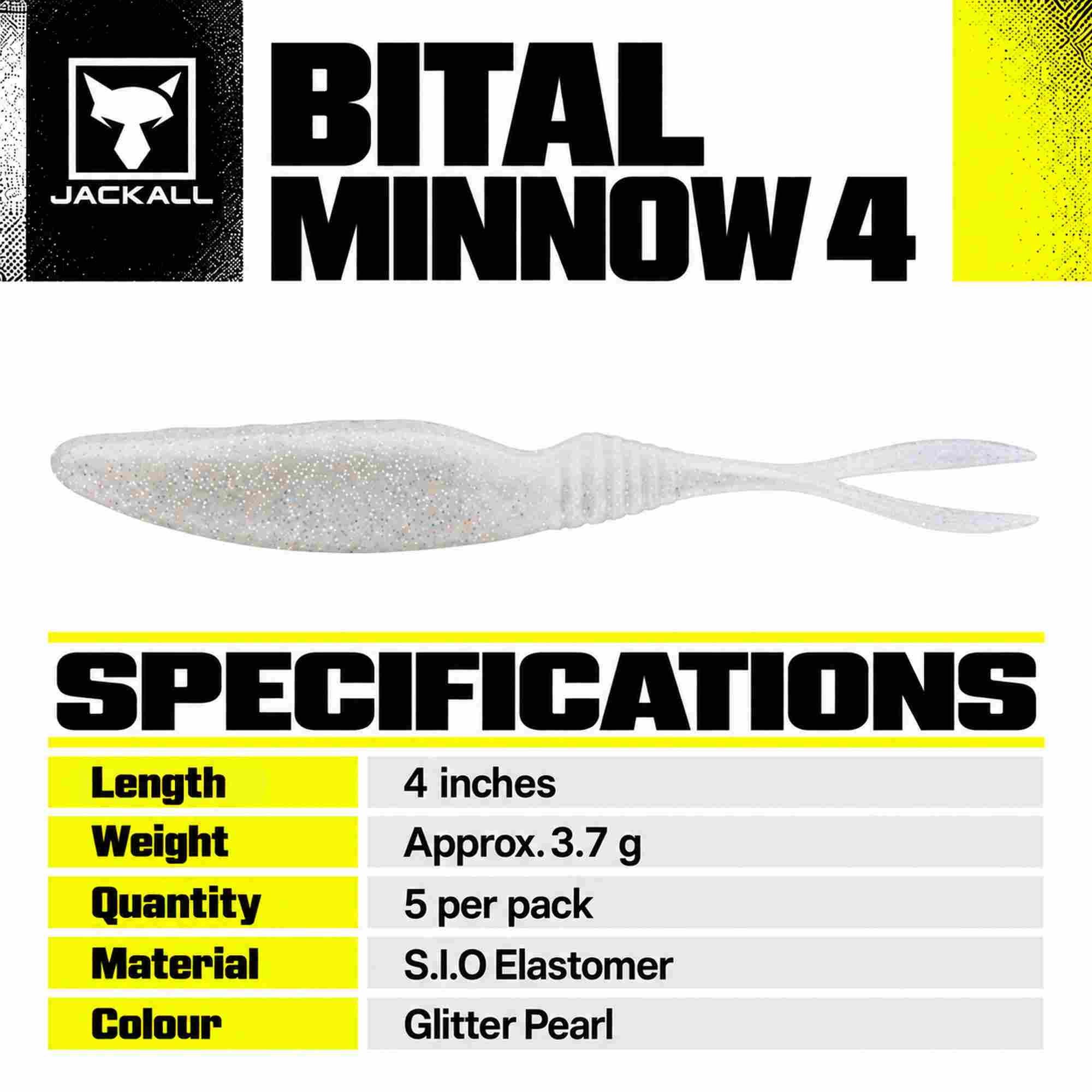 Jackall Soft Lure Bital Minnow 4 Inches Glitter Pearl (7357)