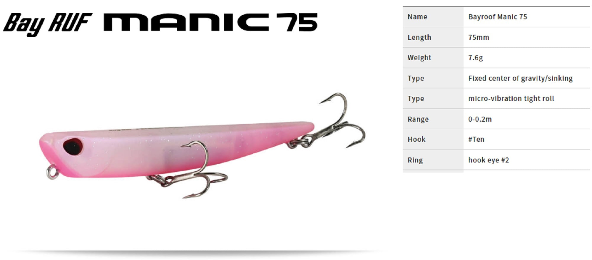 Duo Bay Ruf Manic 75 Pencil Sinking Lure CCC0205 (9292)