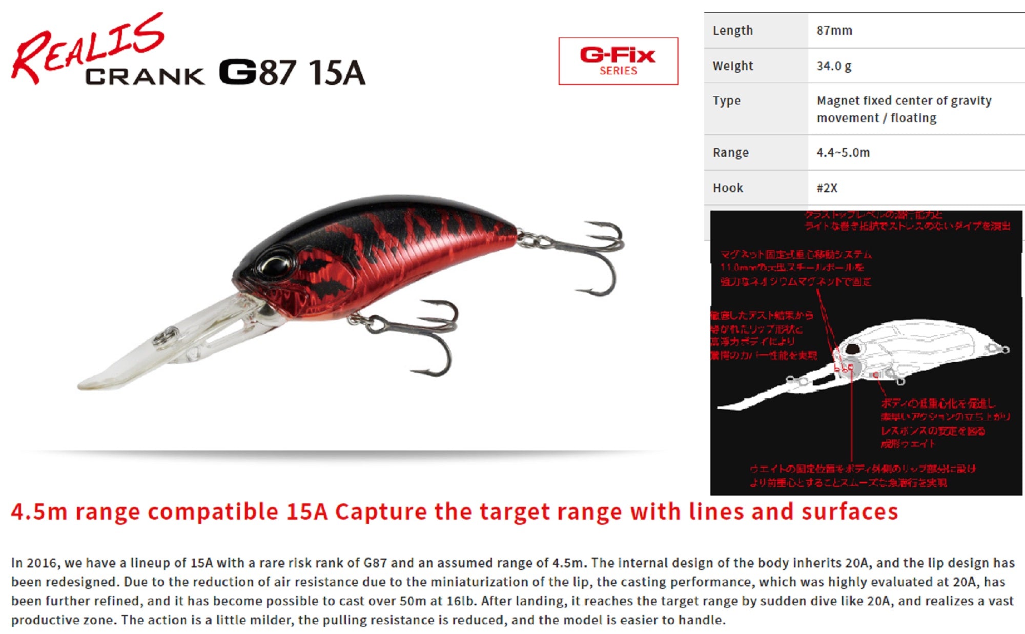 Duo Realis Crank G87 15A Crank Bait Floating Lure CCC3069 (3626)
