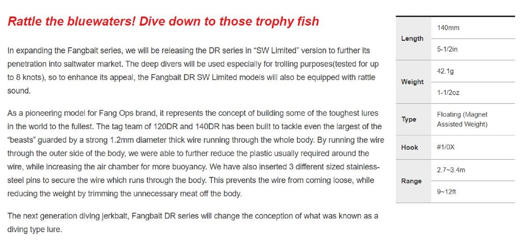 Duo Realis Fangbait 140DR SW Floating Lure ASI0106 (8293)